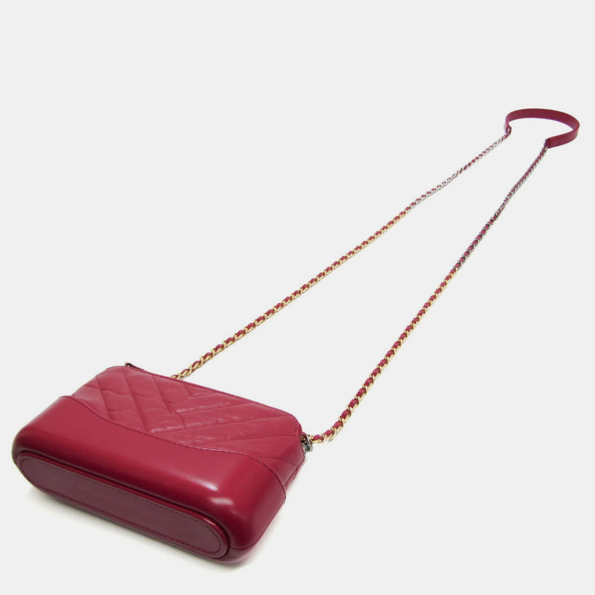 

Chanel Red Leather Mini Gabrielle Hobo Bag
