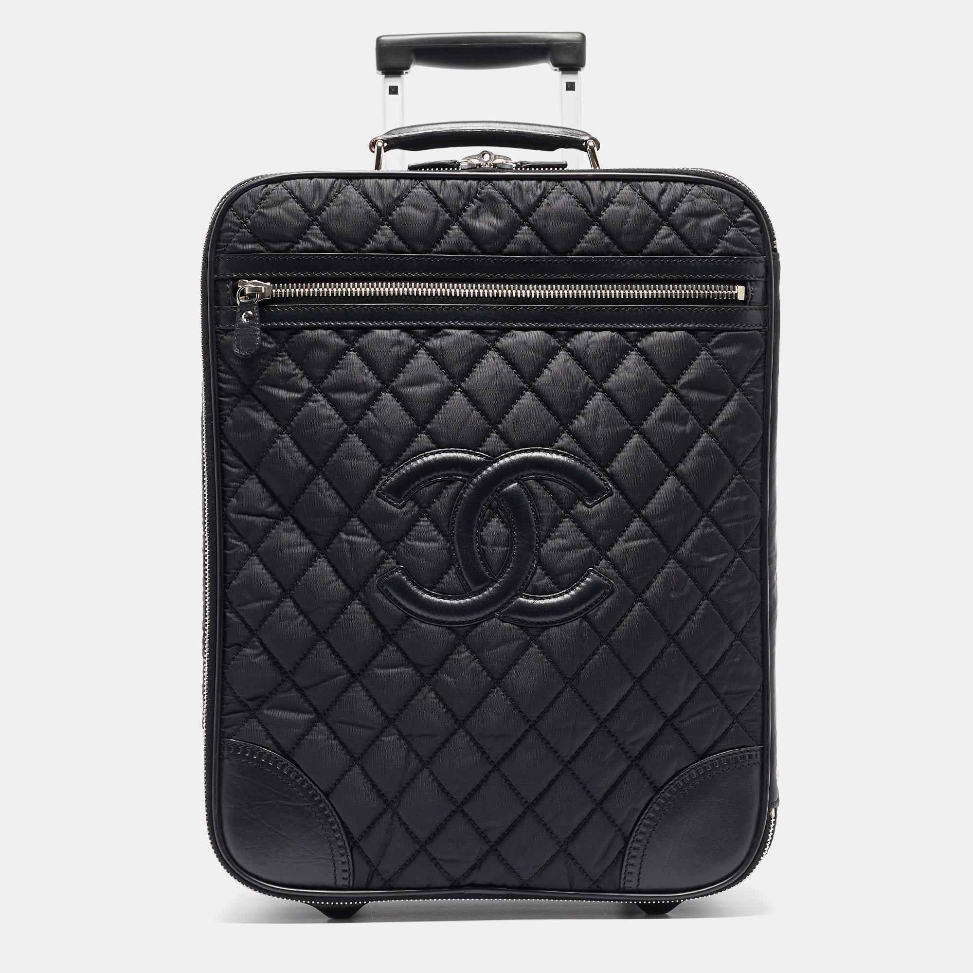 

Chanel Black Quilted Nylon 2 Wheeled CC Luggage