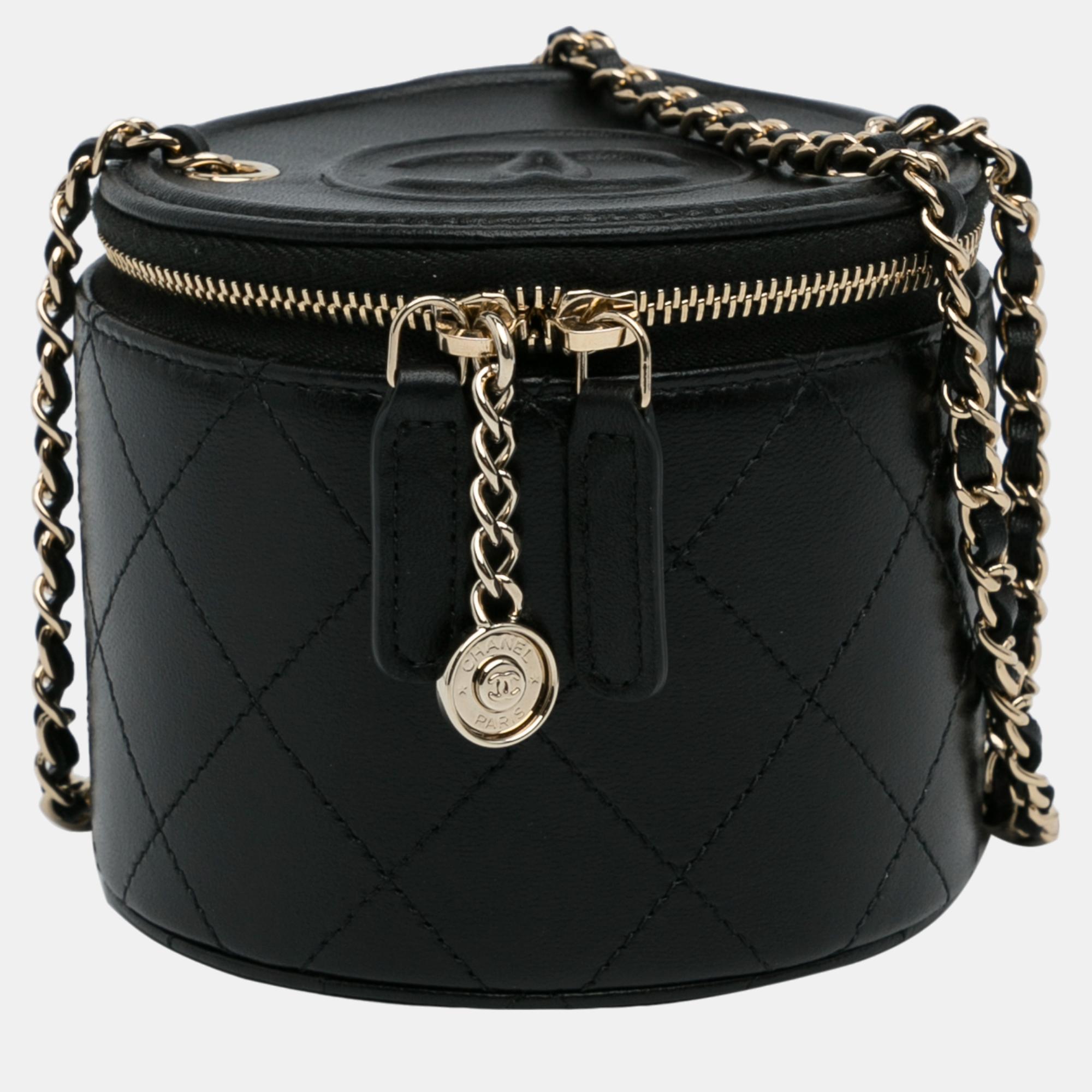 

Chanel Black CC Round Vanity Bag