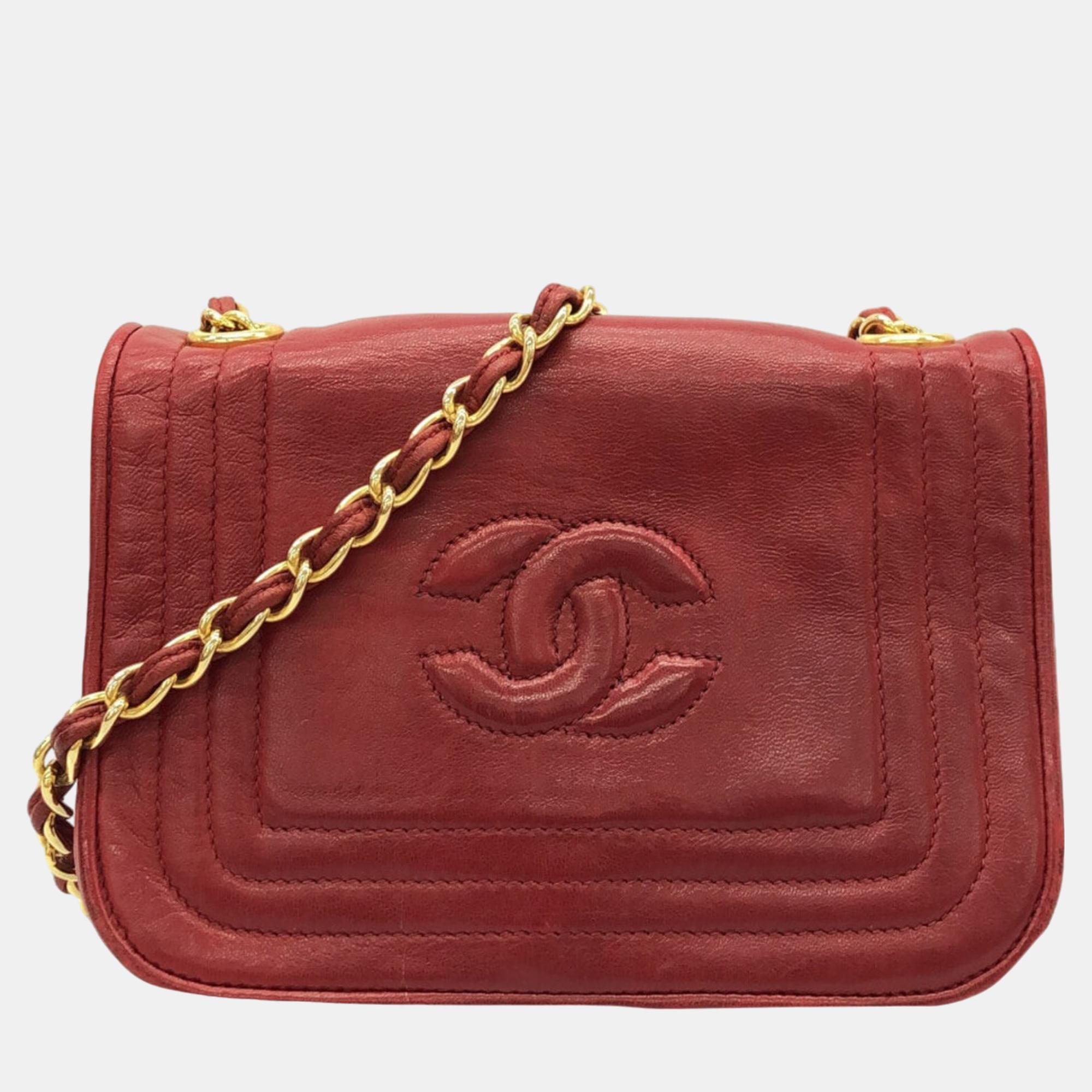 

Chanel Red Mini CC Stitch Lambskin Flap