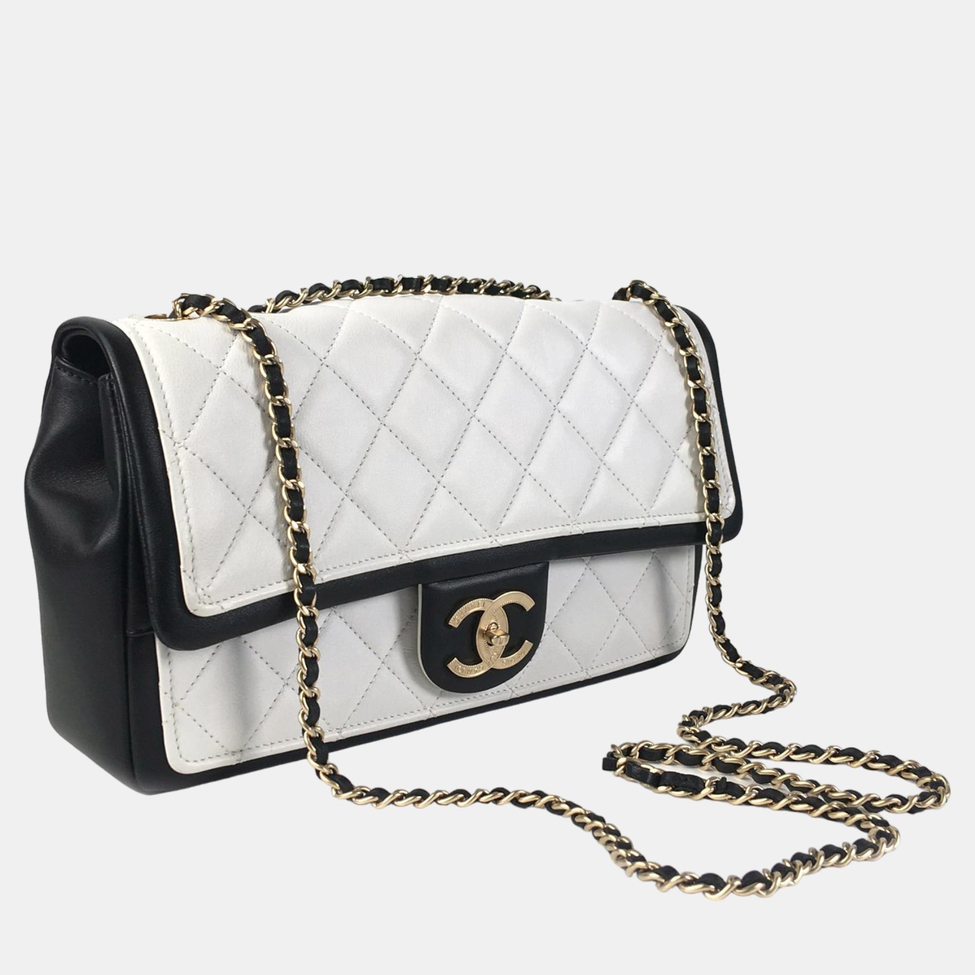 

Chanel White Medium Bicolor Graphic Flap Bag