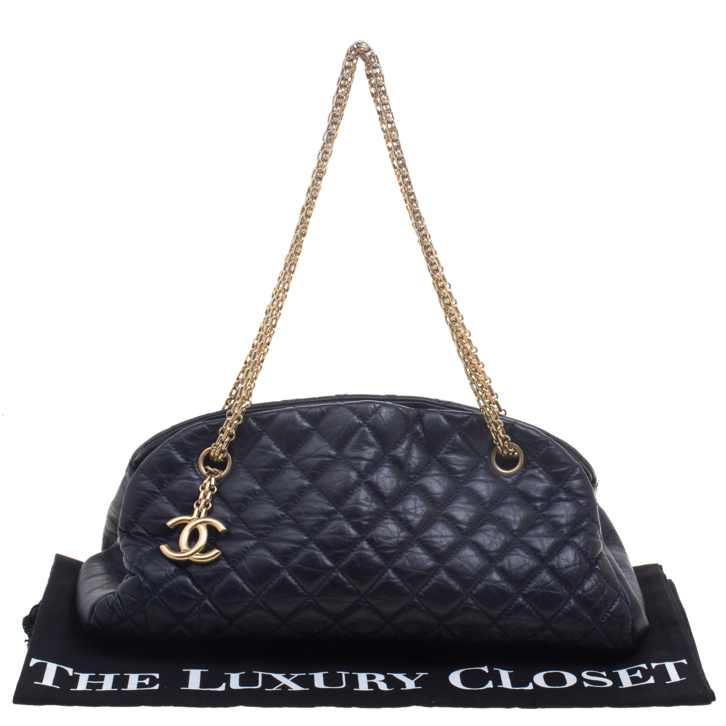 Chanel Navy Blue Quilted Leather Medium Just Mademoiselle Bowling Bag Chanel