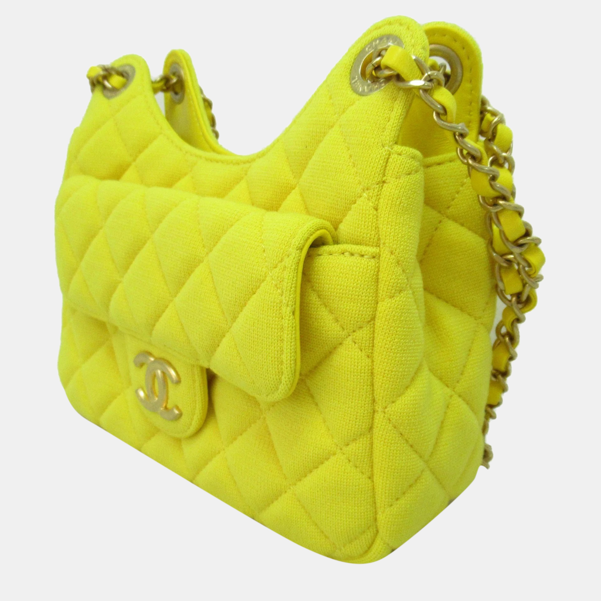 

Chanel Yellow Fabric Chain Shoulder Bag