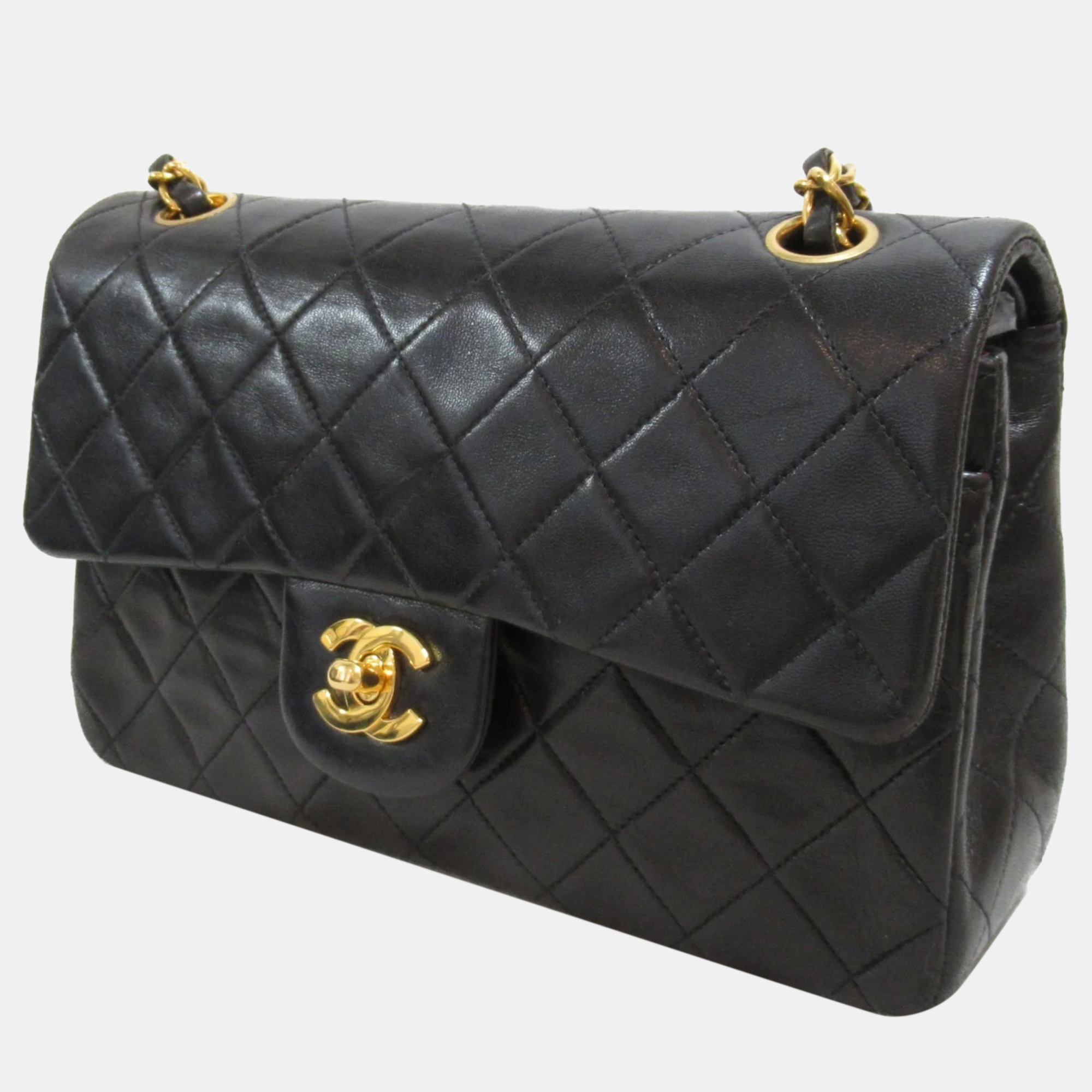 

Chanel Black Lambskin Leather  Classic Double Flap Shoulder Bags
