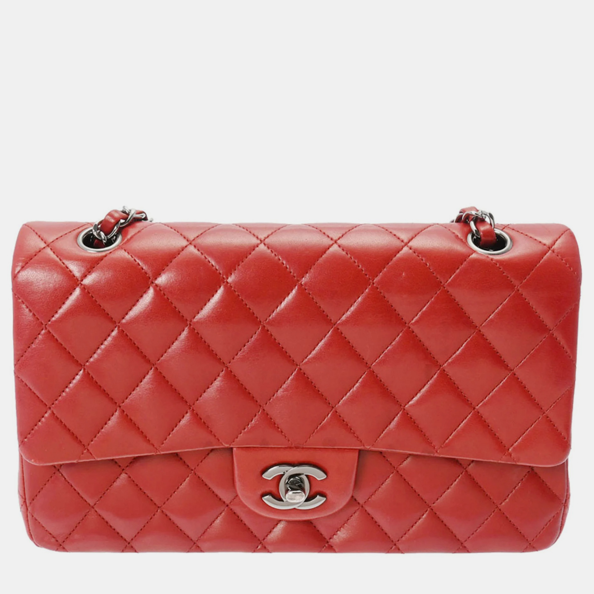 

Chanel Lambskin Leather  Classic Double Flap Shoulder Bags, Red