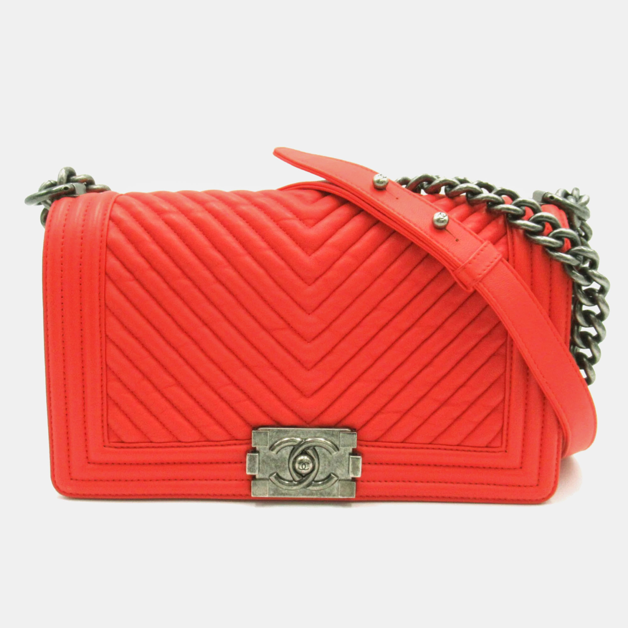 

Chanel Red Leather  Boy Shoulder Bags