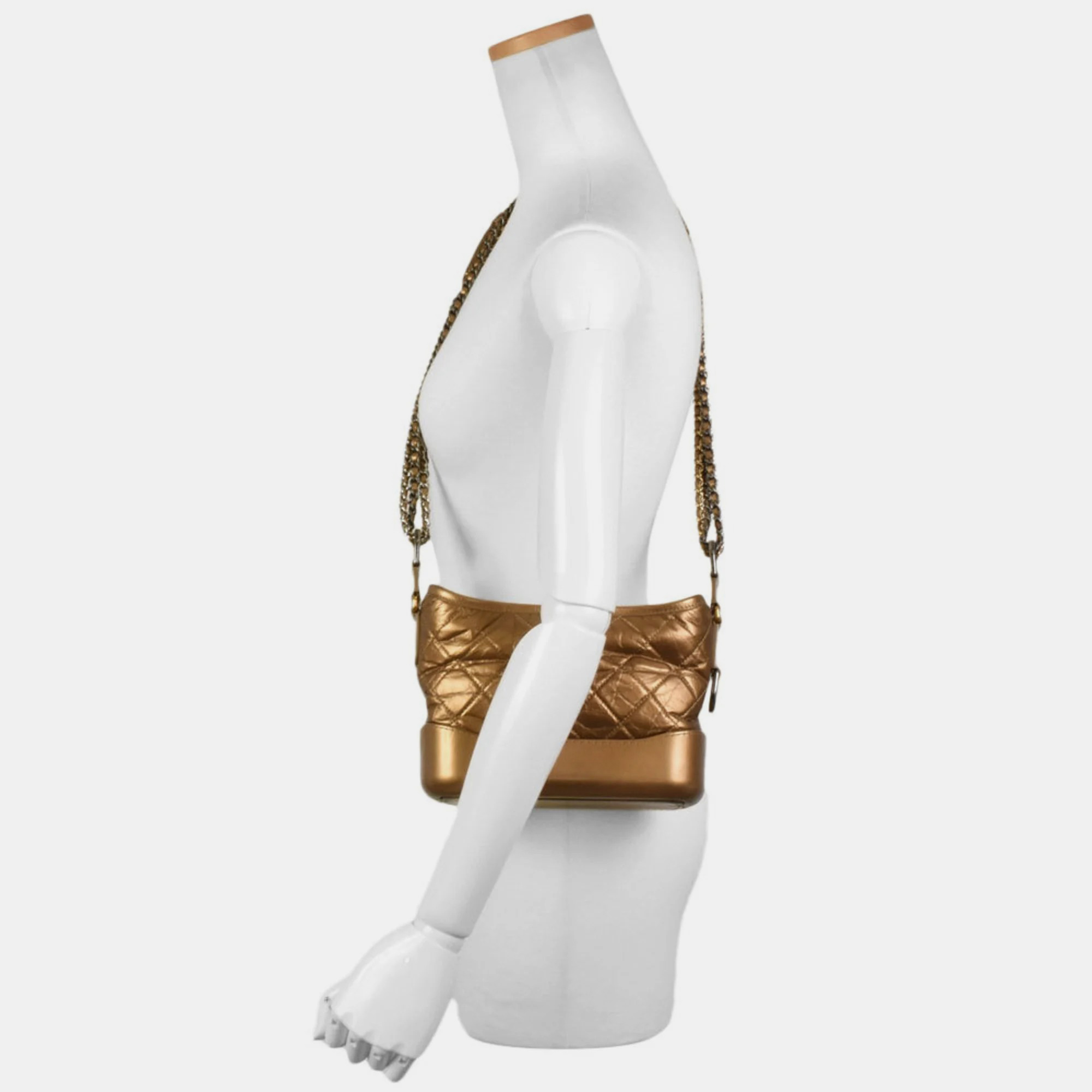 

Chanel Gold Leather Small Gabrielle Hobo Bag