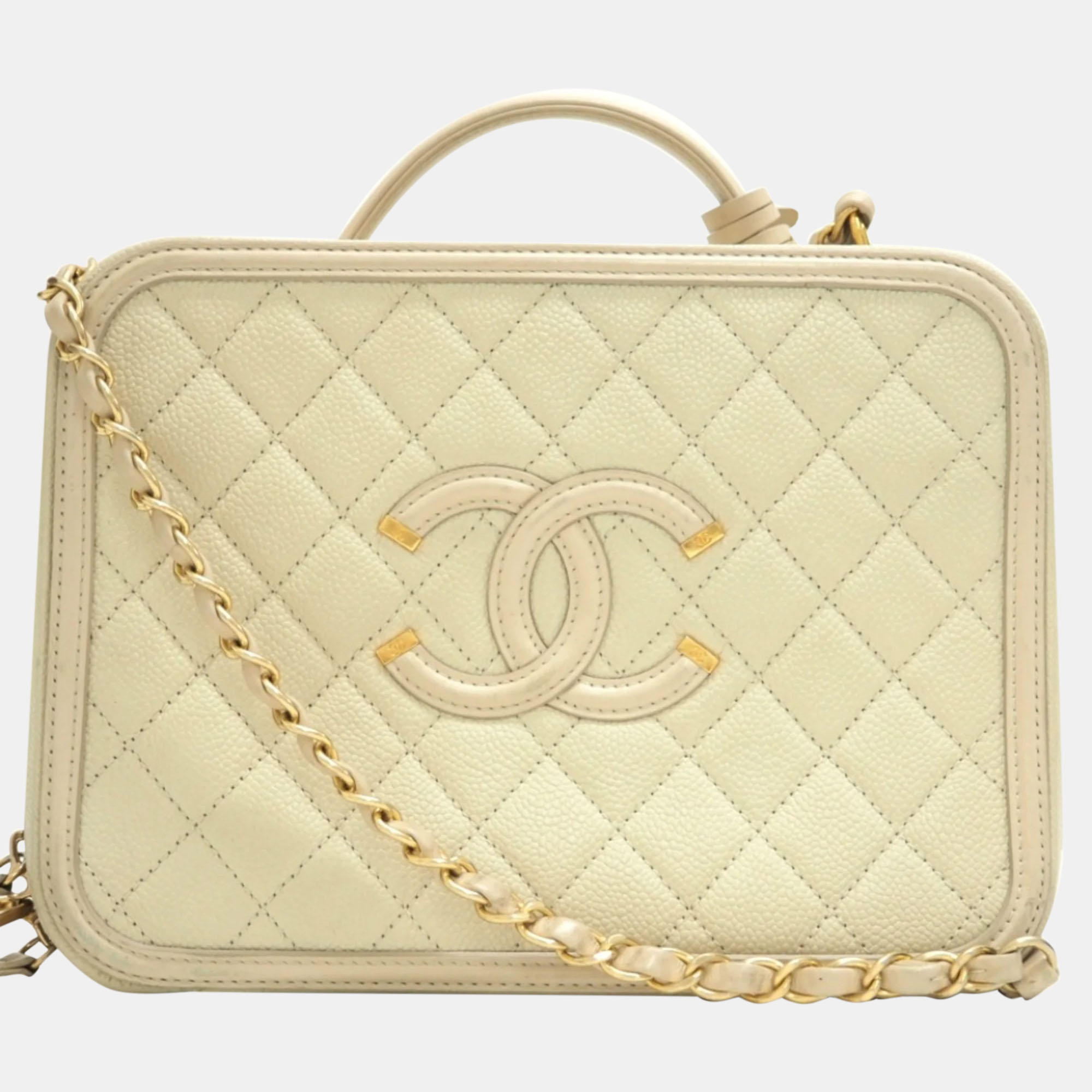 

Chanel Cream Leather  Filigree Shoulder Bags
