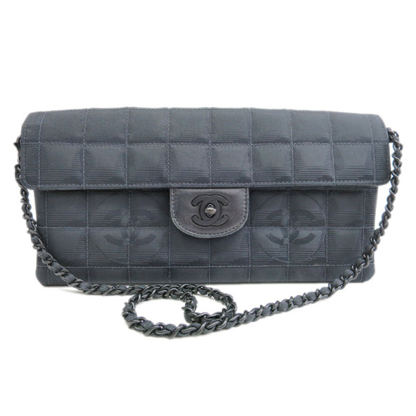 Pre Owned Chanel Grey Fabric Matlasse Chocolate Bar Flap Bag