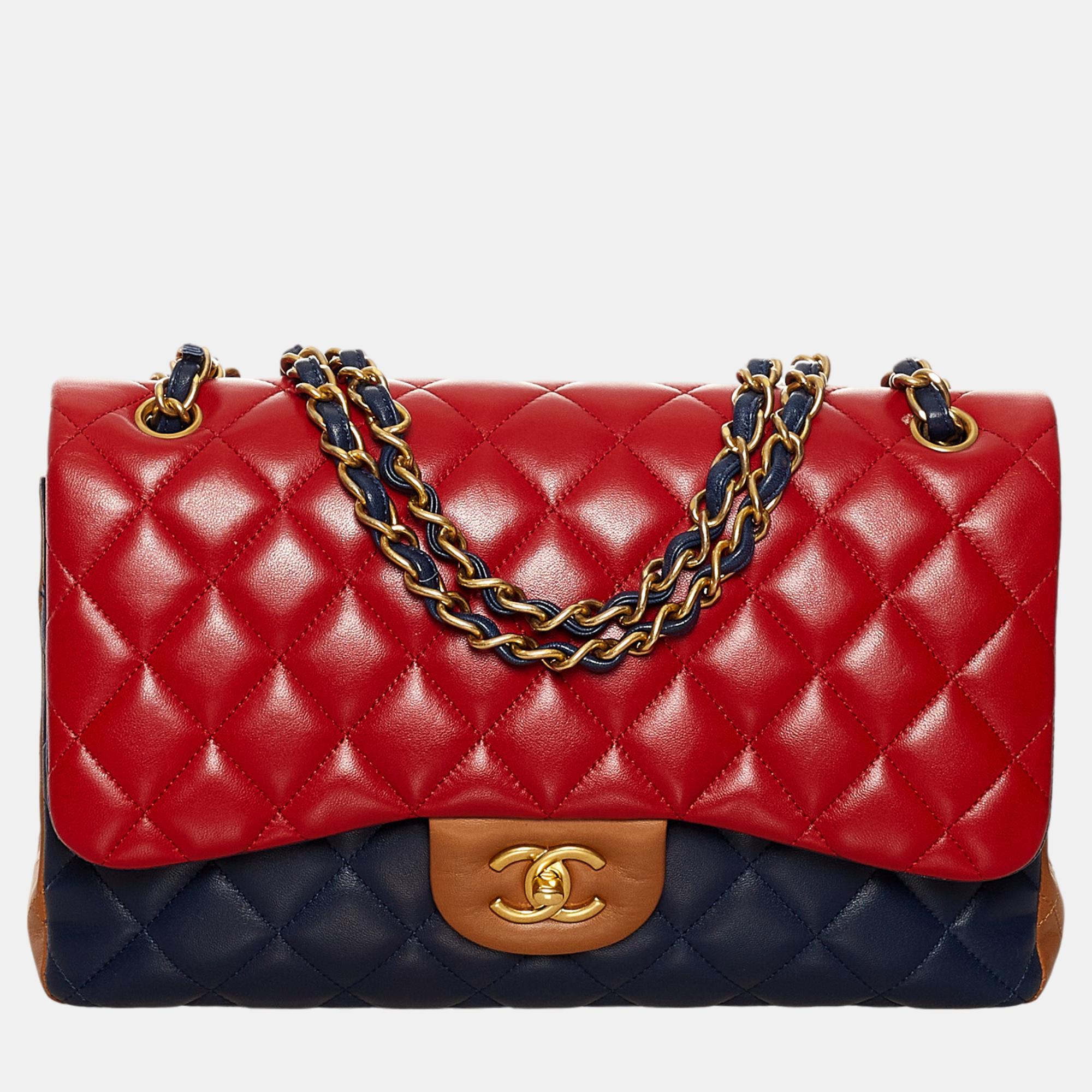 

Chanel Tricolor Medium Classic Double Flap bag, Blue