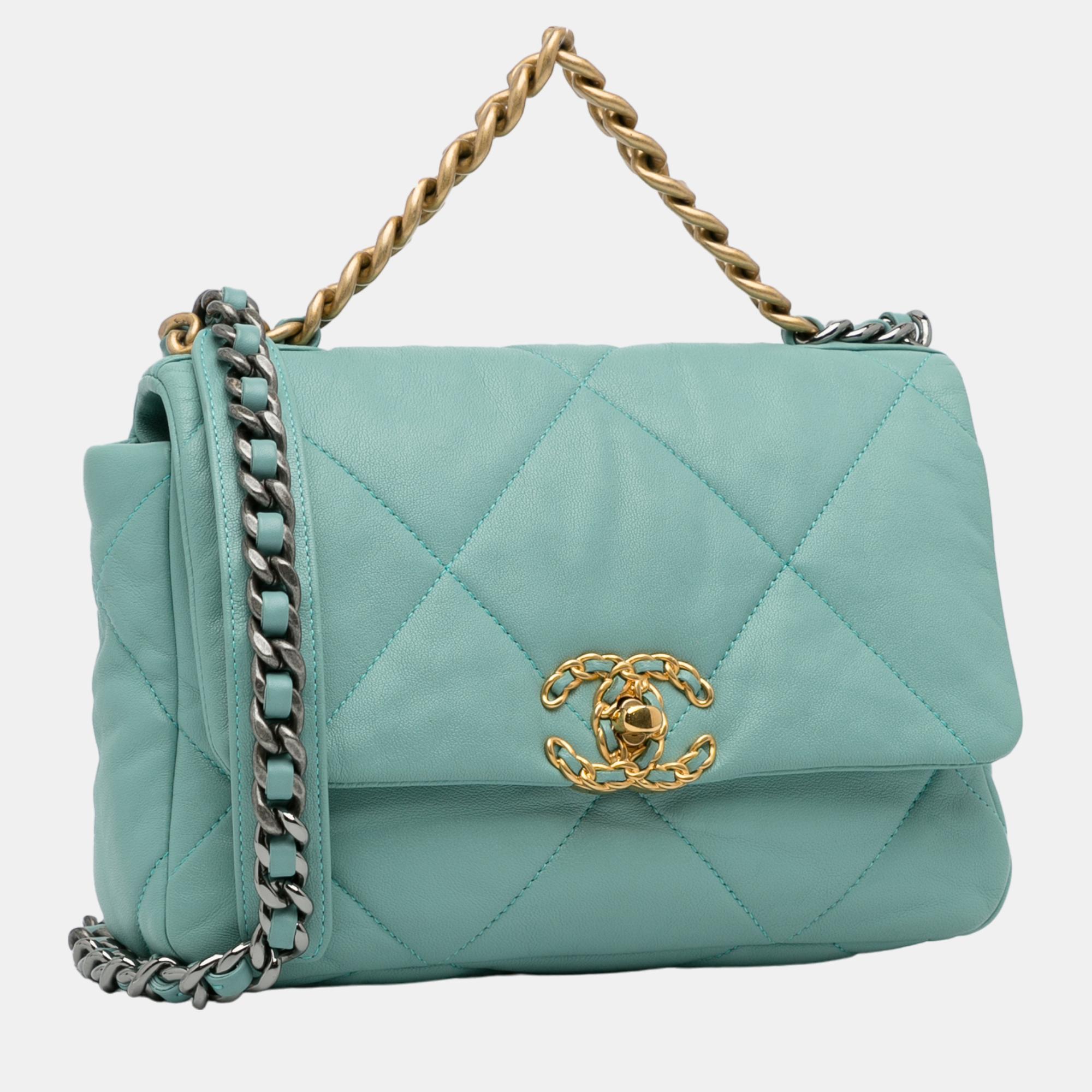 

Chanel Blue Small Lambskin 19 Flap Bag