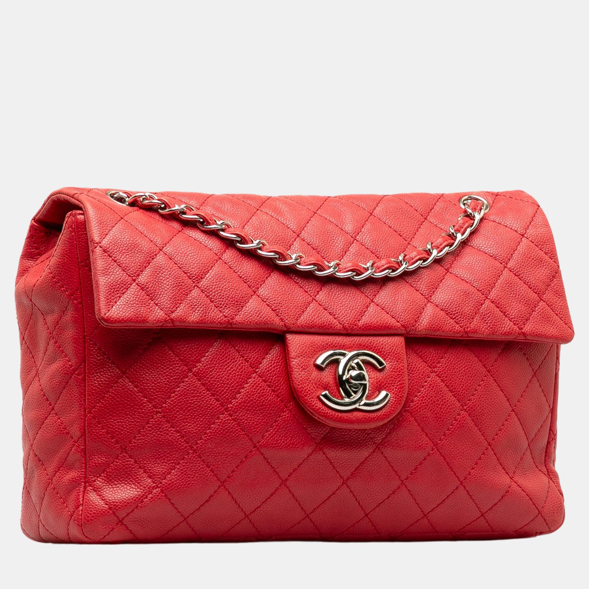 

Chanel Red Maxi Caviar Soft Flap Bag