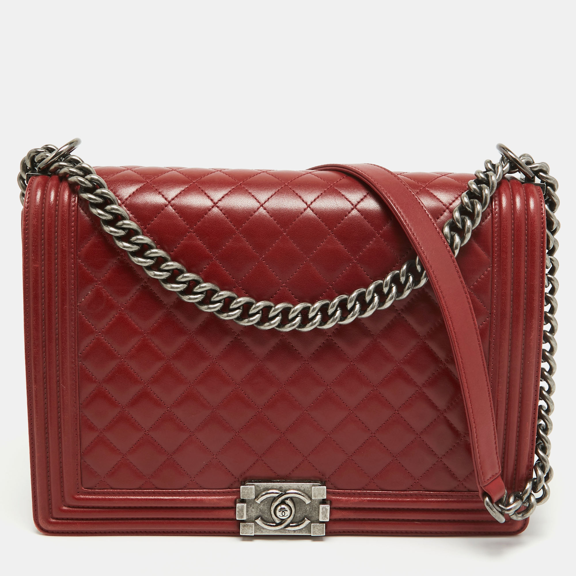 

Chanel Red Quilted Leather  Boy Flap Bag