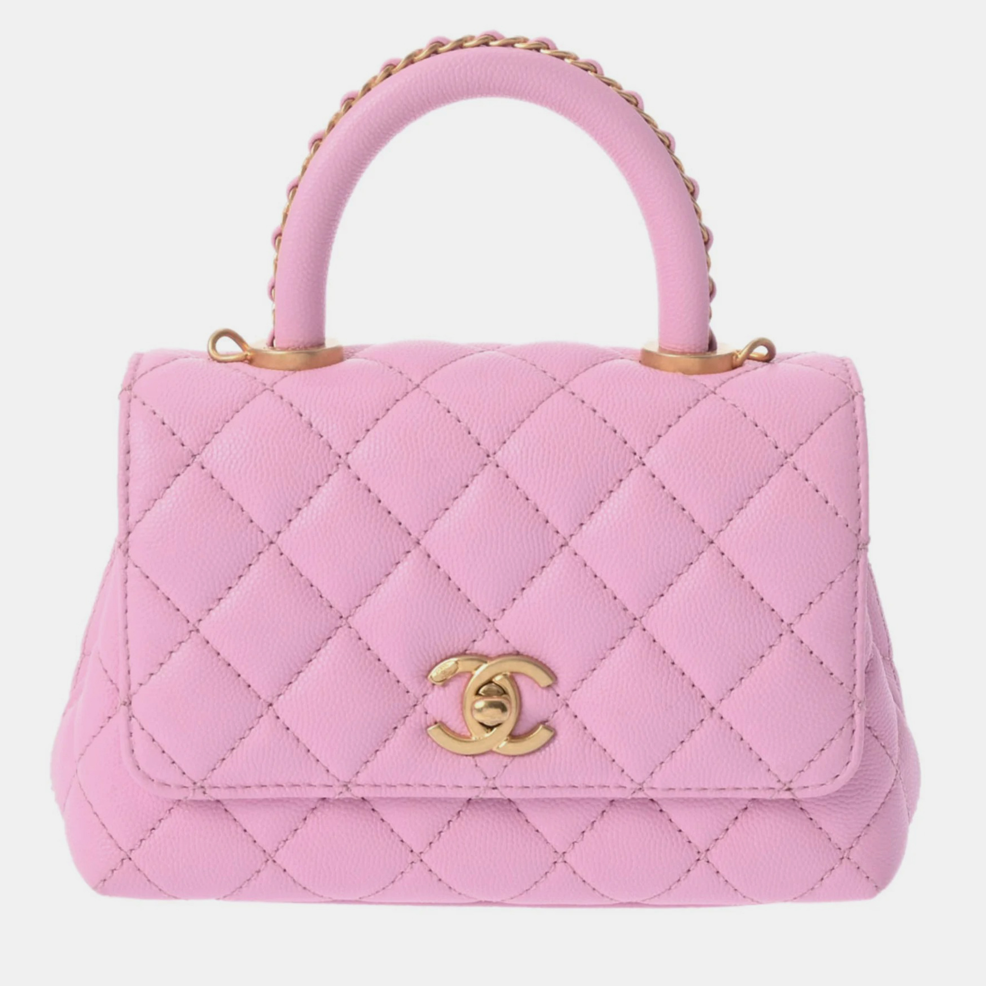 Pre-owned Chanel Pink Leather Xs Coco Handle Top Handle Bags