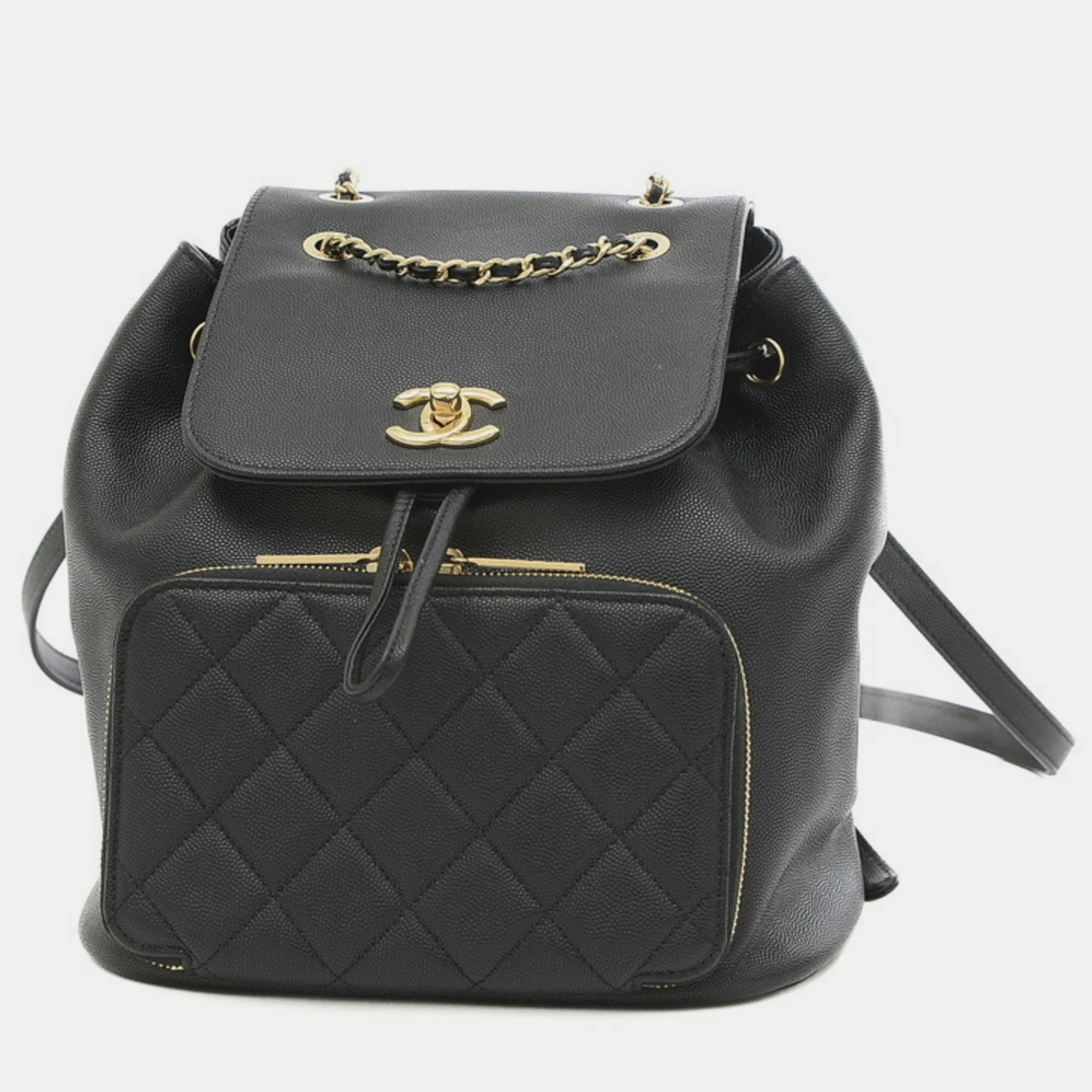 Pre-owned Chanel Black Caviar Business Affinity Backpack