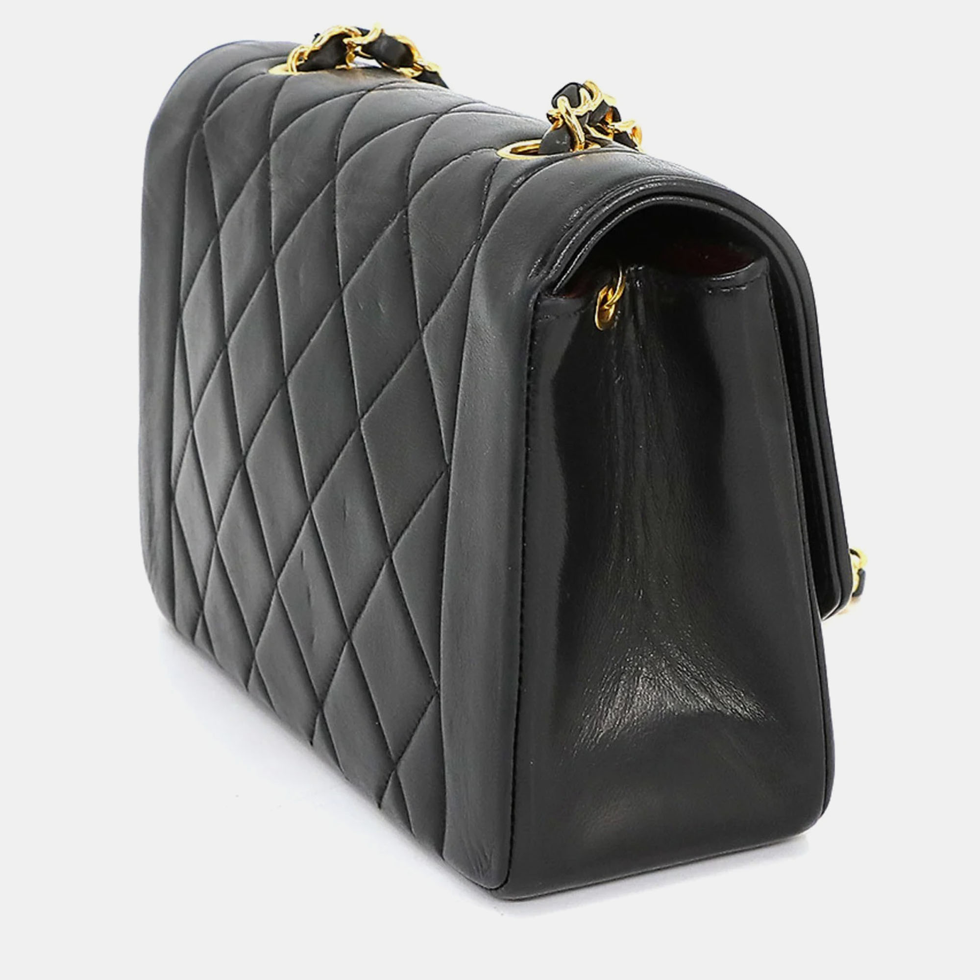 

Chanel Black Lambskin Leather Small Vintage Diana Shoulder Bag
