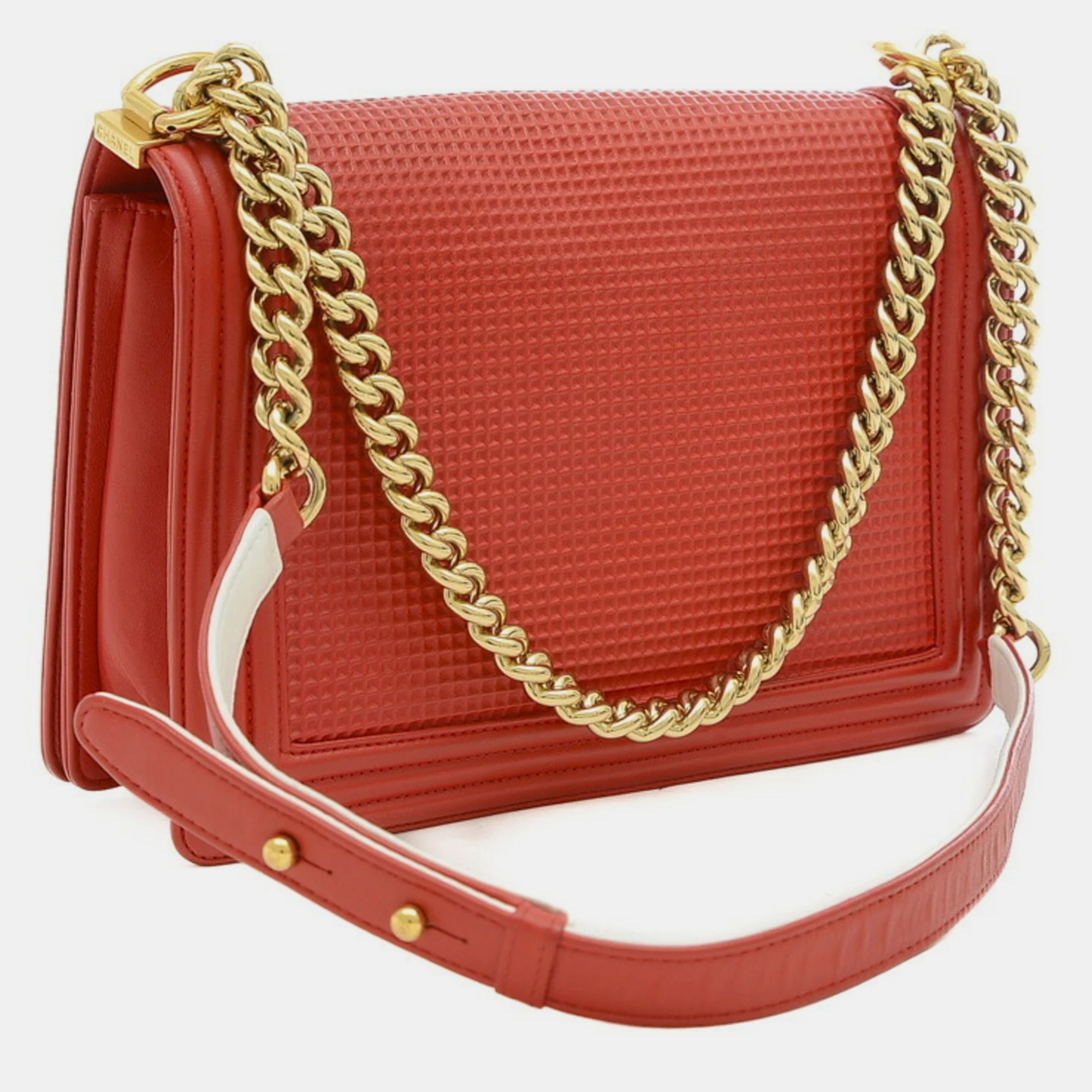 

Chanel Leather  Boy Shoulder Bags, Red