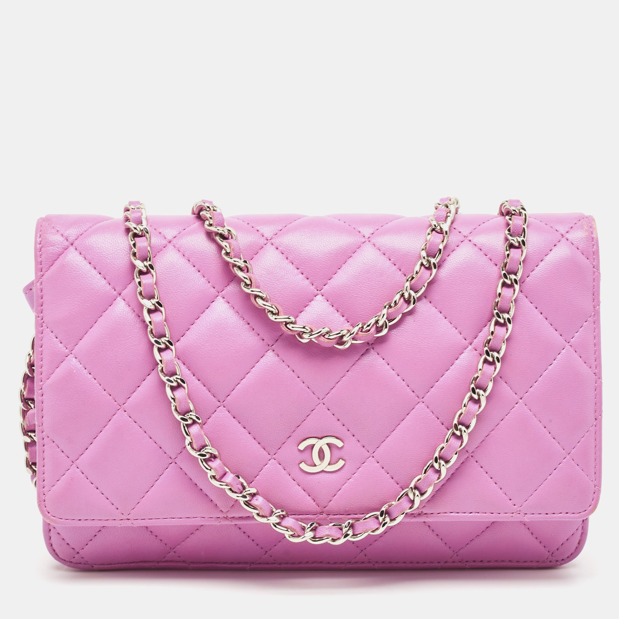 Pre-owned Chanel Purple Quilted Leather Woc Bag
