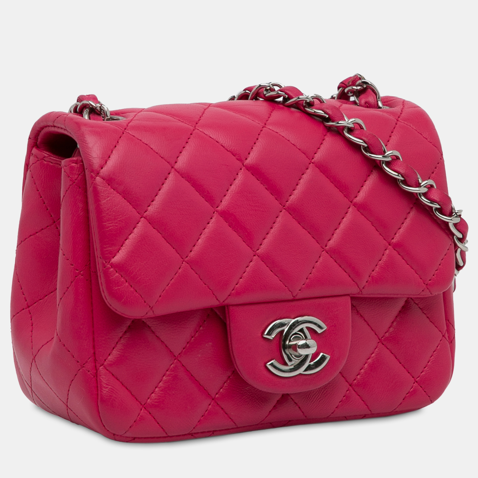 

Chanel Mini Classic Lambskin Square Single Flap, Pink