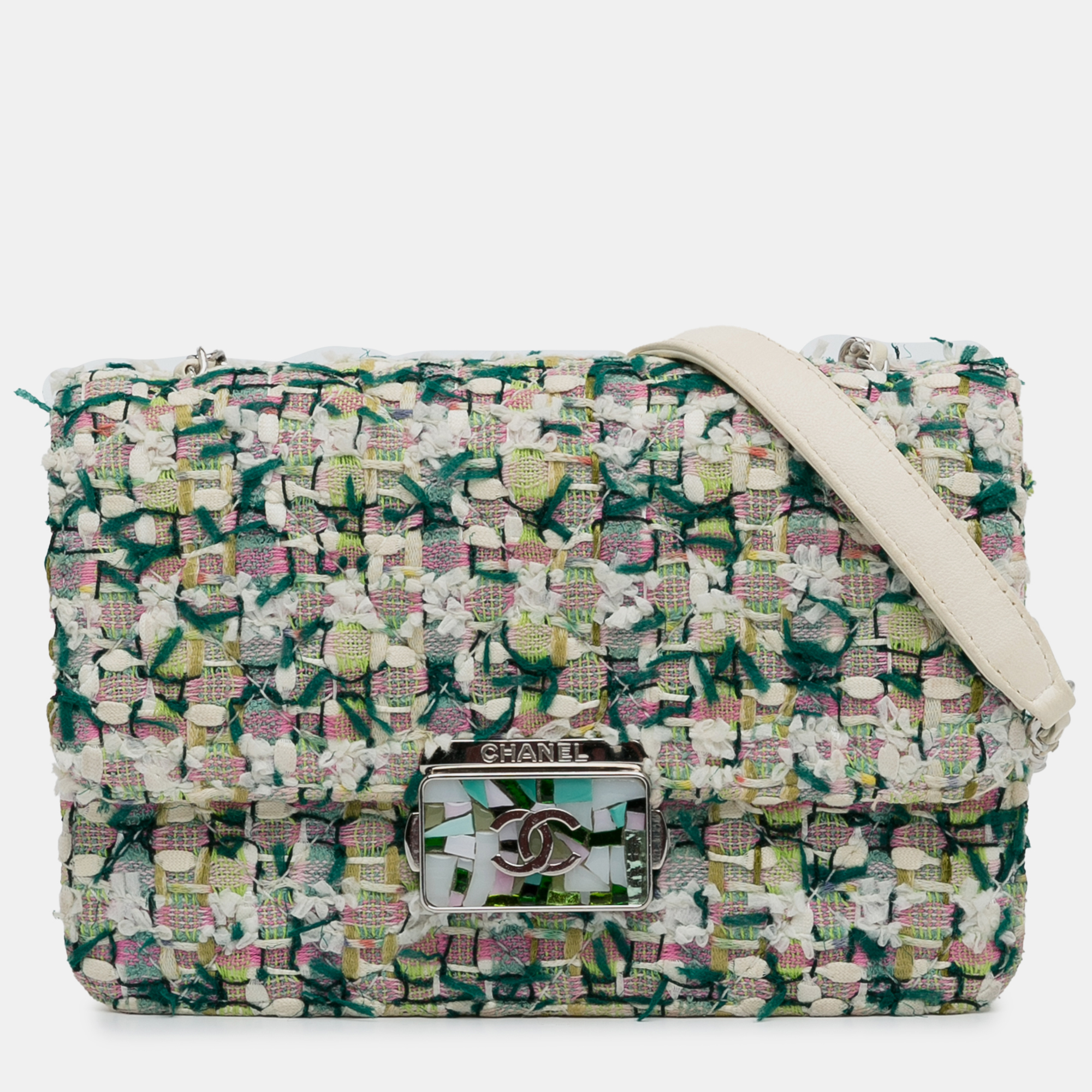 Pre-owned Chanel Tweed Beauty Lock Flap Bag In Multicolor