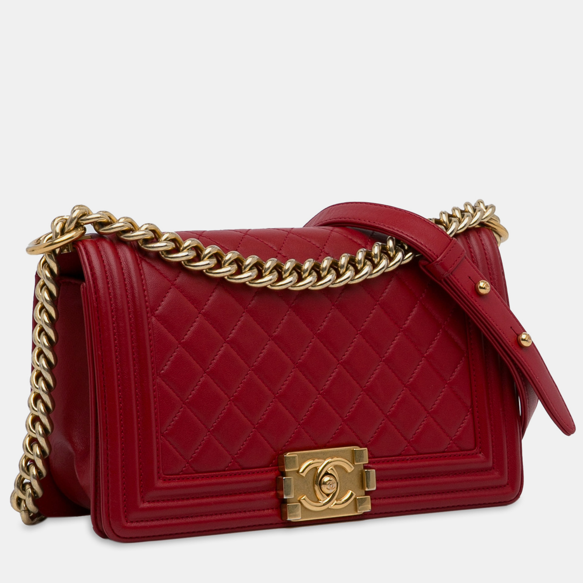 

Chanel Medium Lambskin Boy Flap Bag, Red