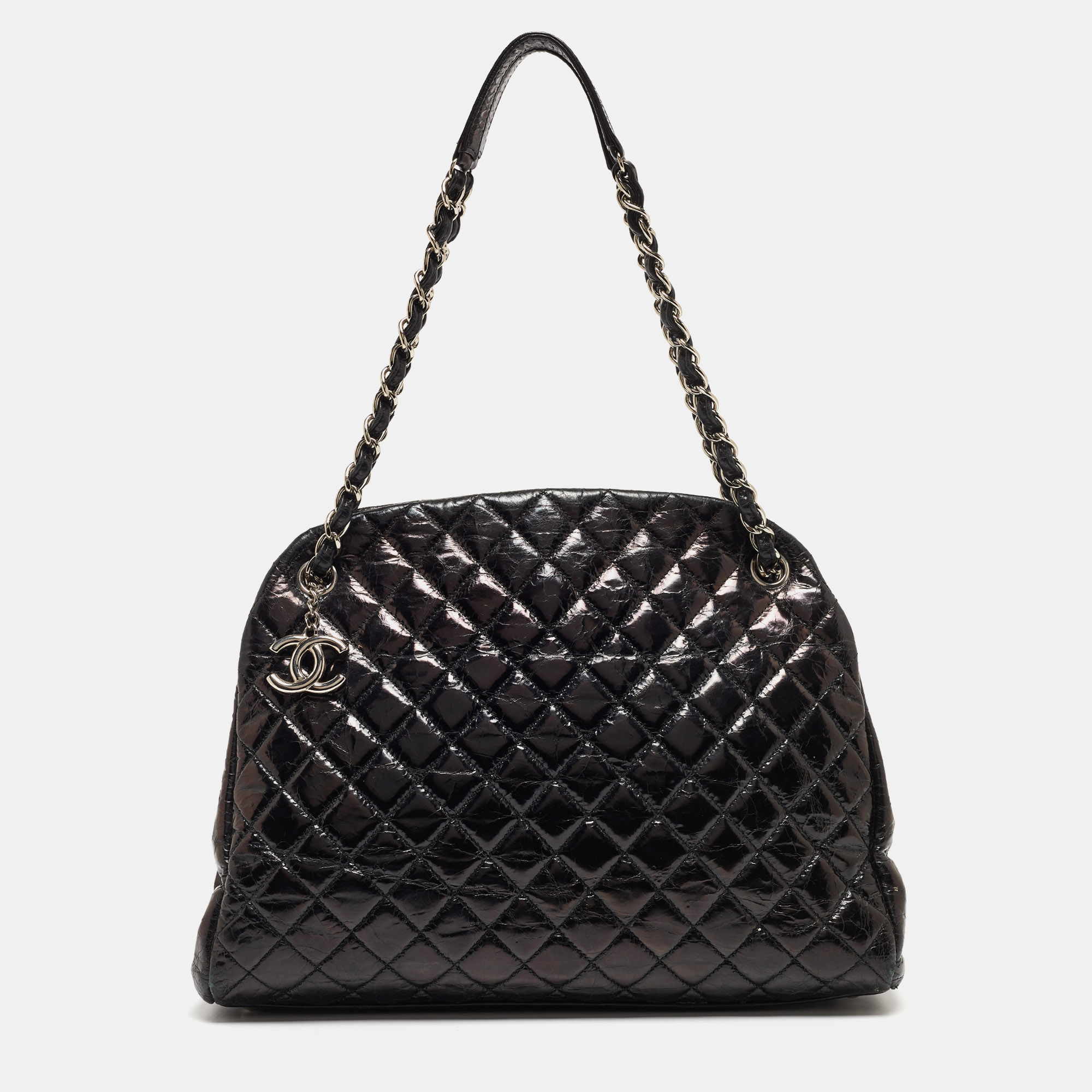 

Chanel Black Quilted Aged Leather Large Just Mademoiselle Bowling Bag