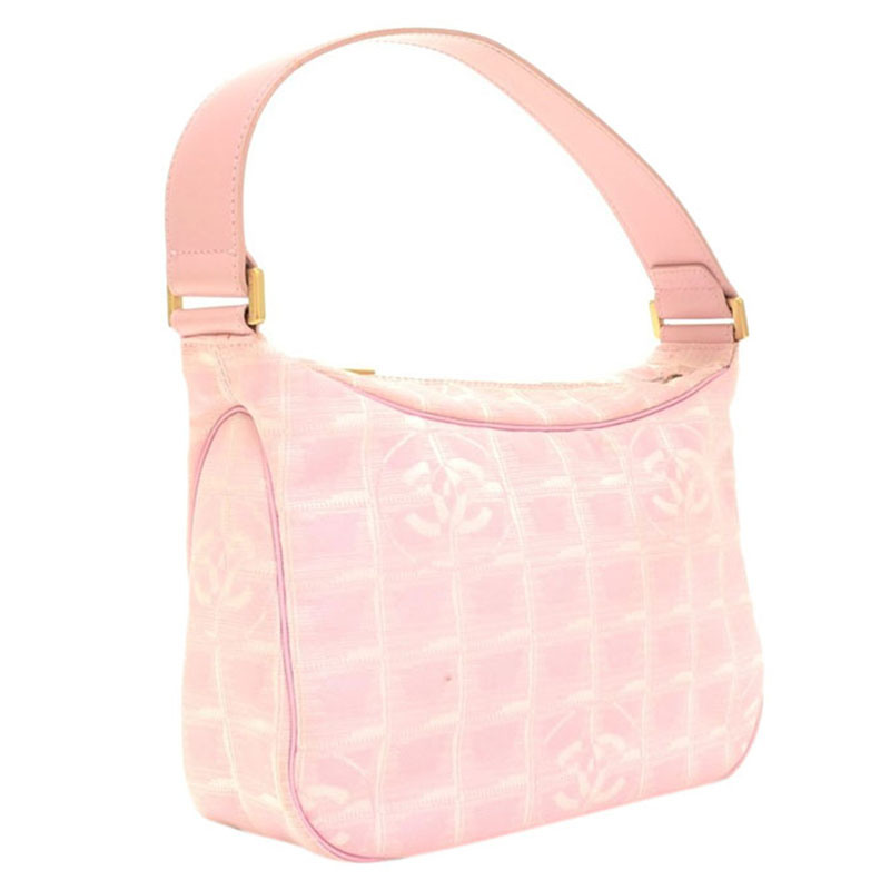 

Chanel Pink Nylon Travel Line Hobo