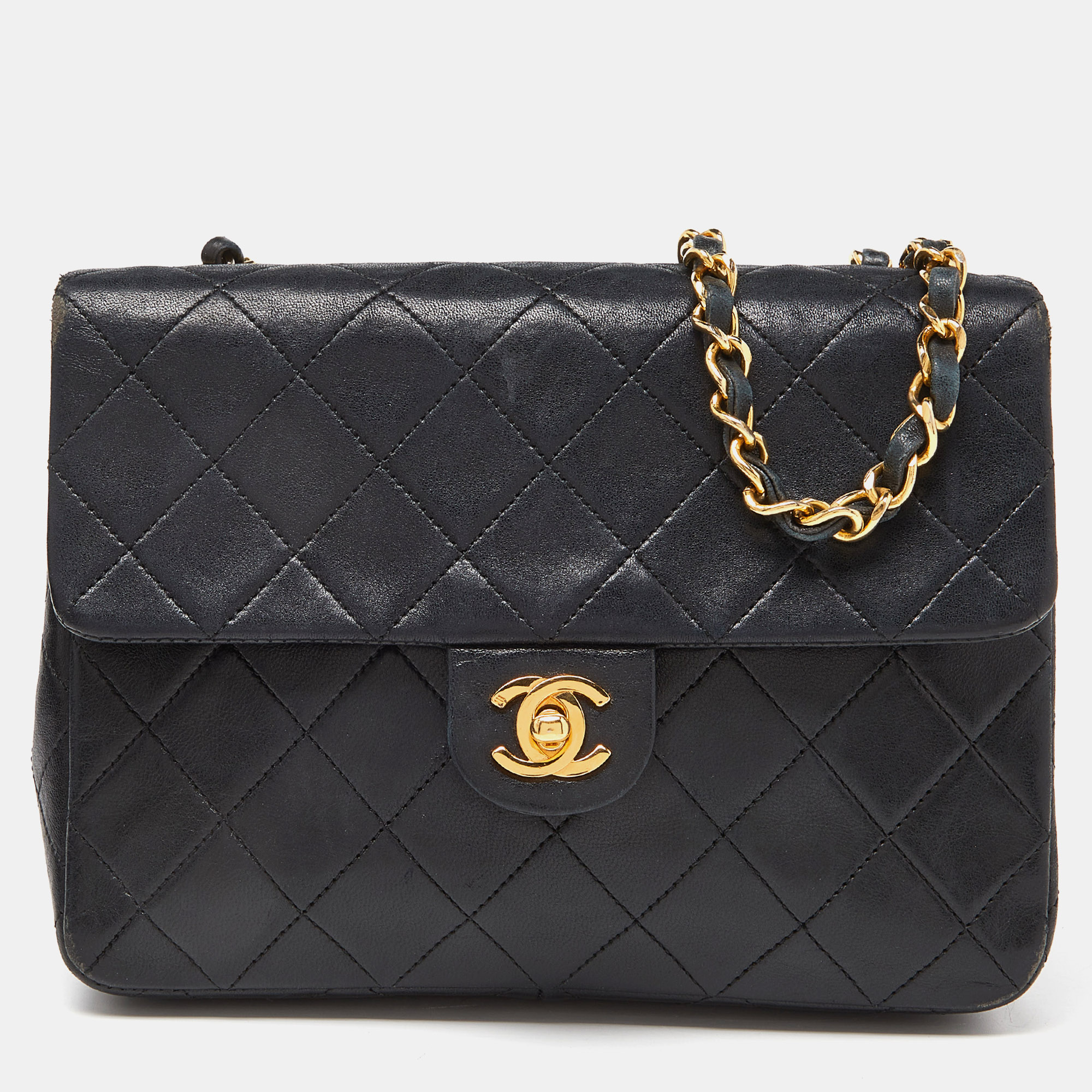

Chanel Black Quilted Leather Vintage Flap Shoulder Bag