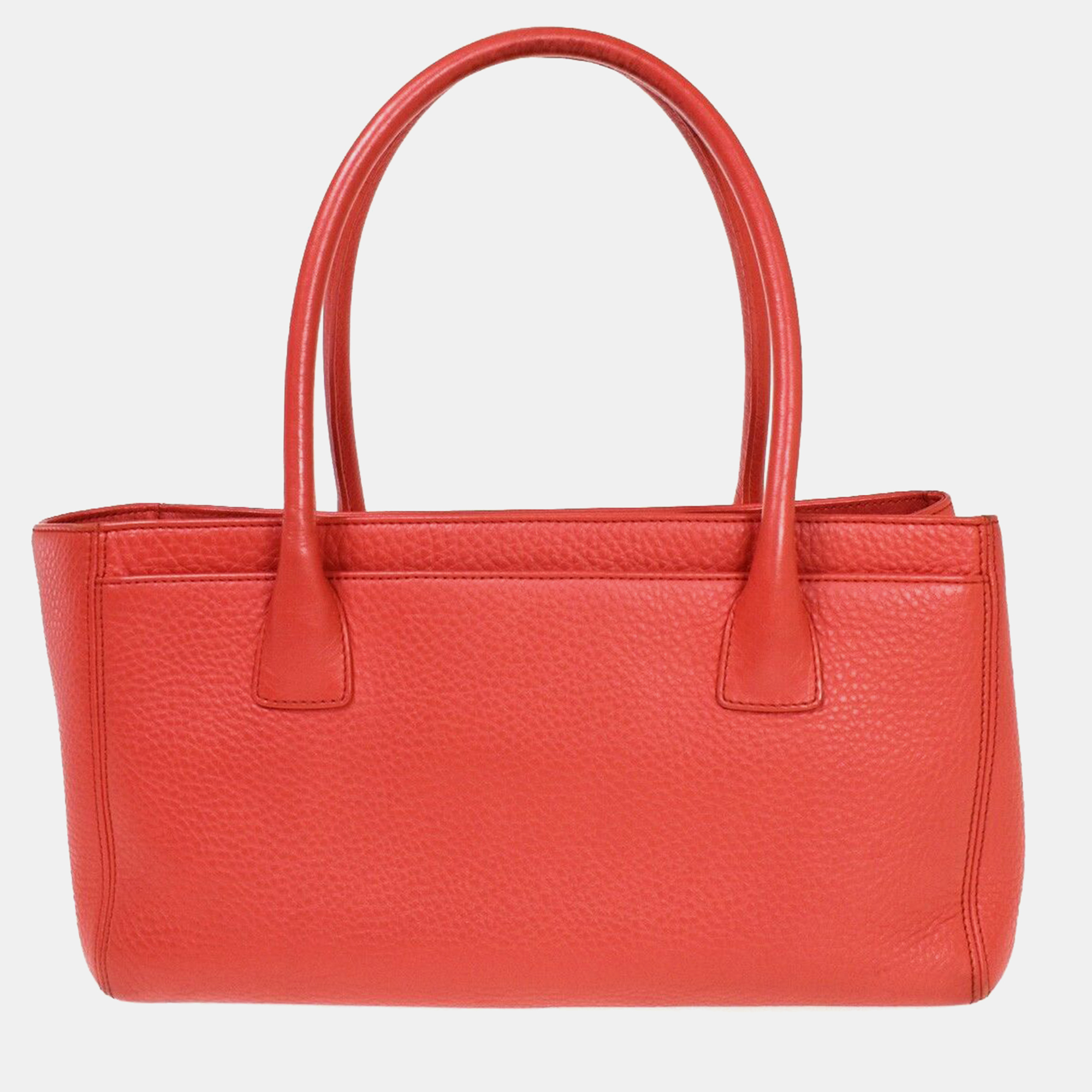 

Chanel Coral Red Leather Small Cerf Executive Tote