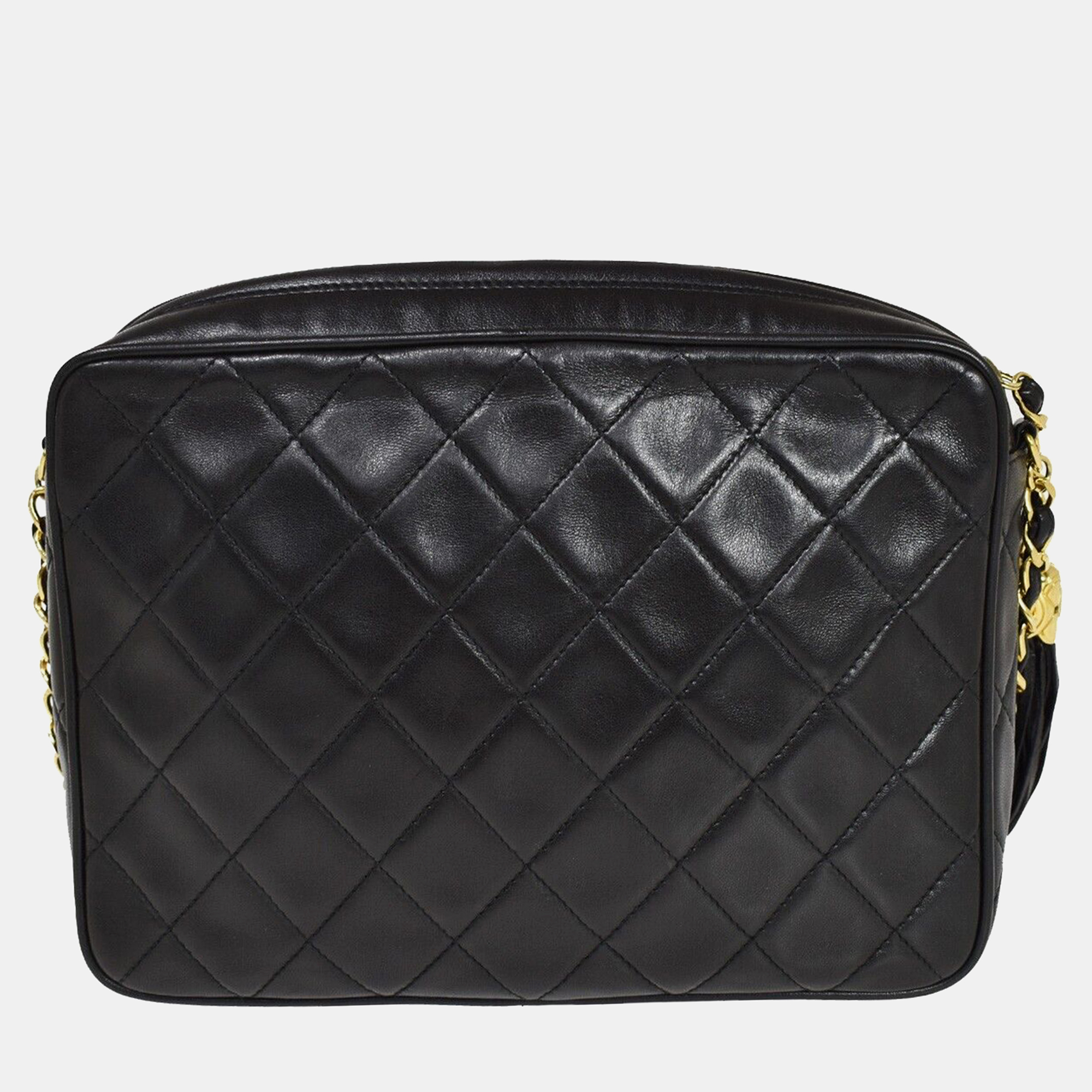 

Chanel Black Leather Tassle Camera bag