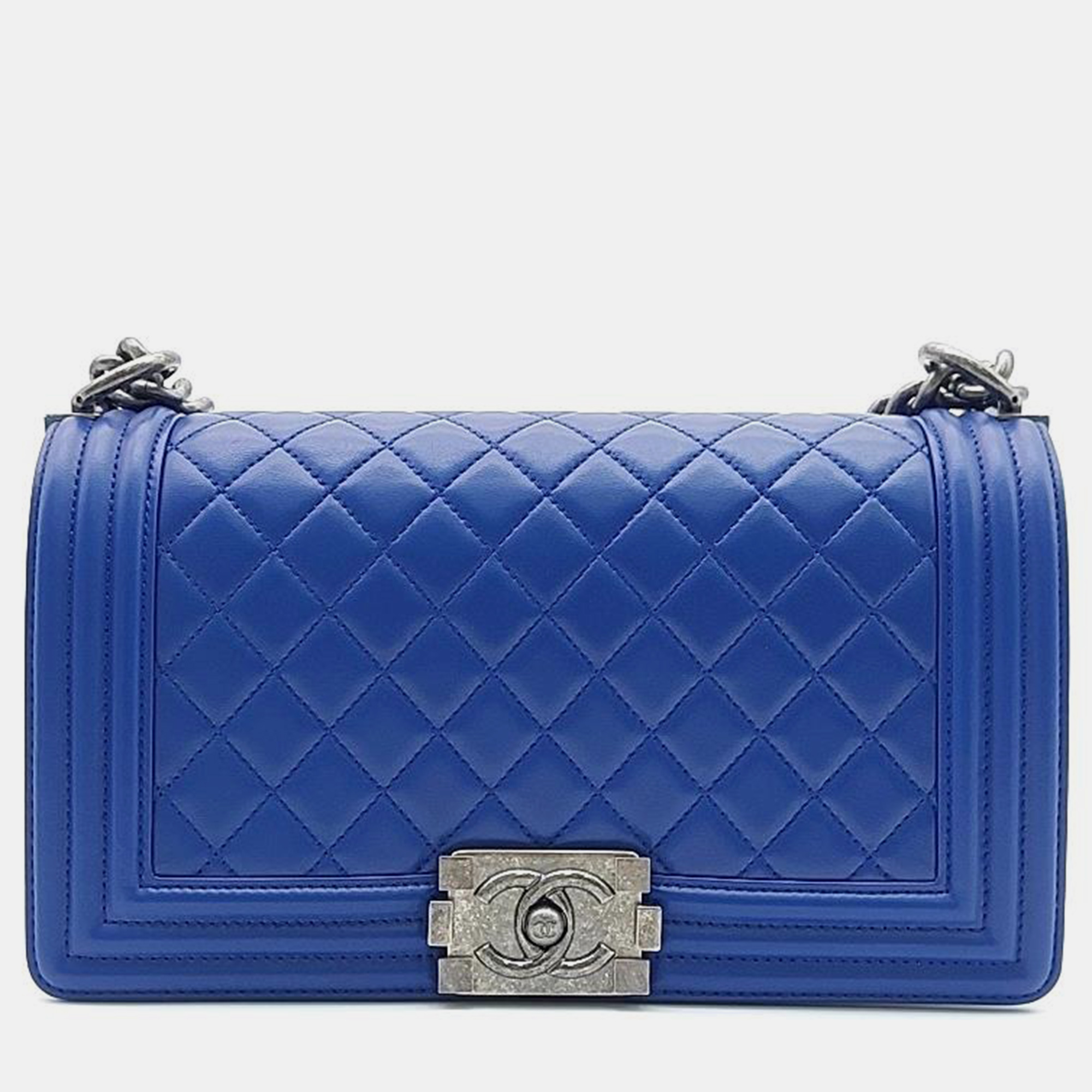 Pre-owned Chanel Boy Bag Medium A67086 Bag In Blue