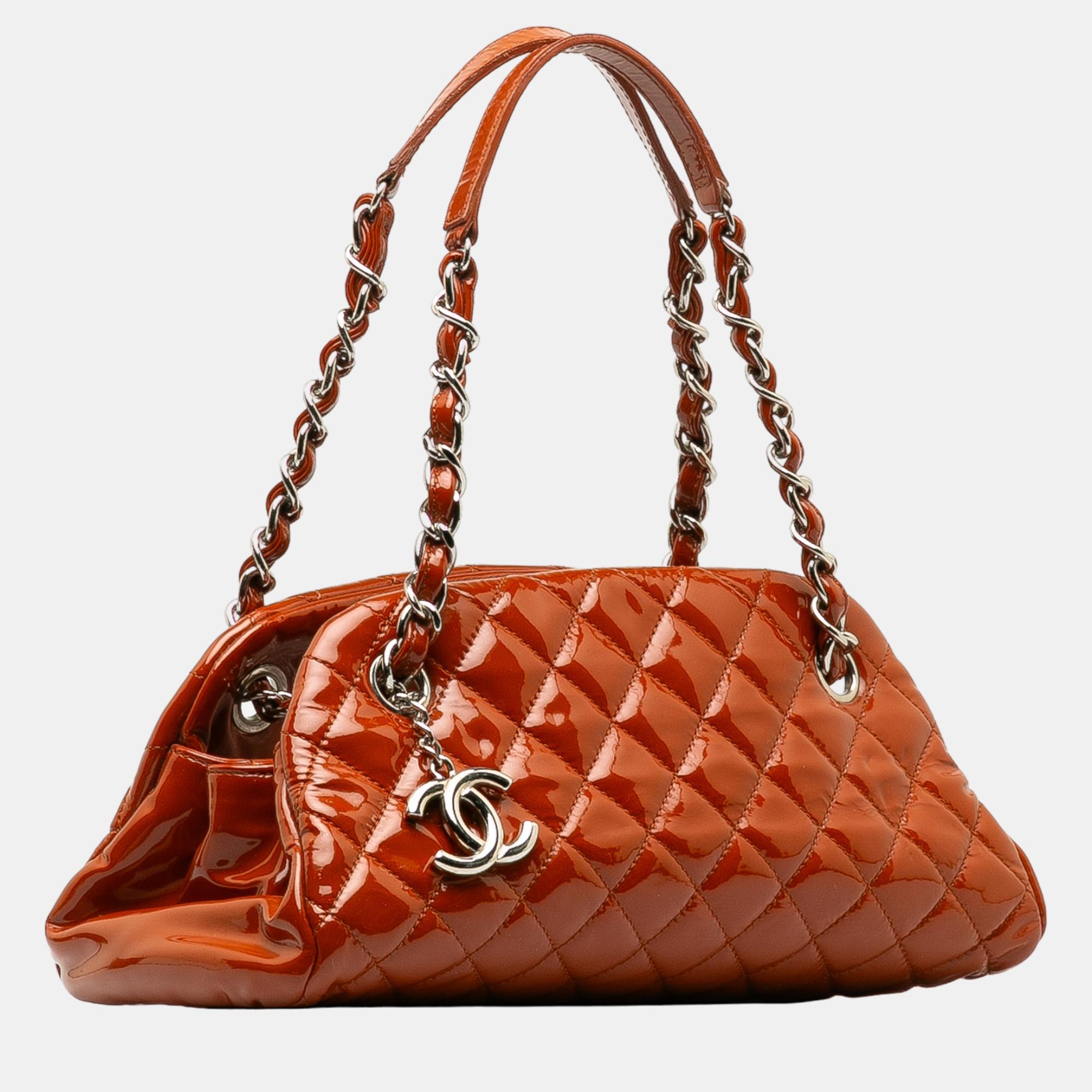 

Chanel Orange Small Patent Just Mademoiselle Shoulder Bag