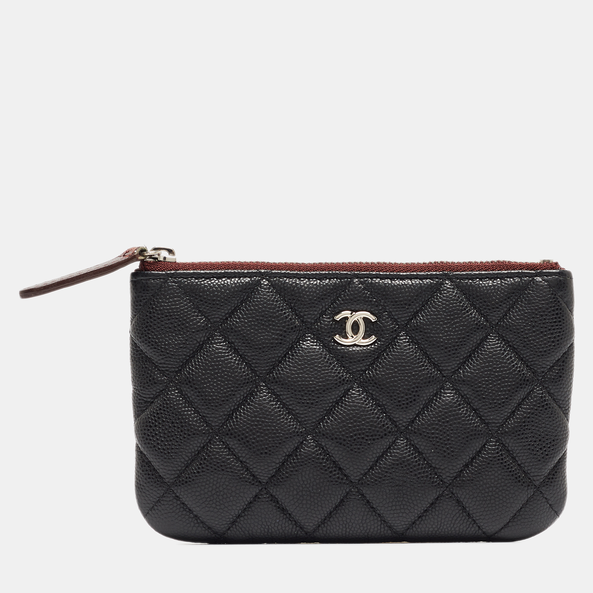 

Chanel Black Quilted Caviar Leather Mini O-Case Zip Pouch