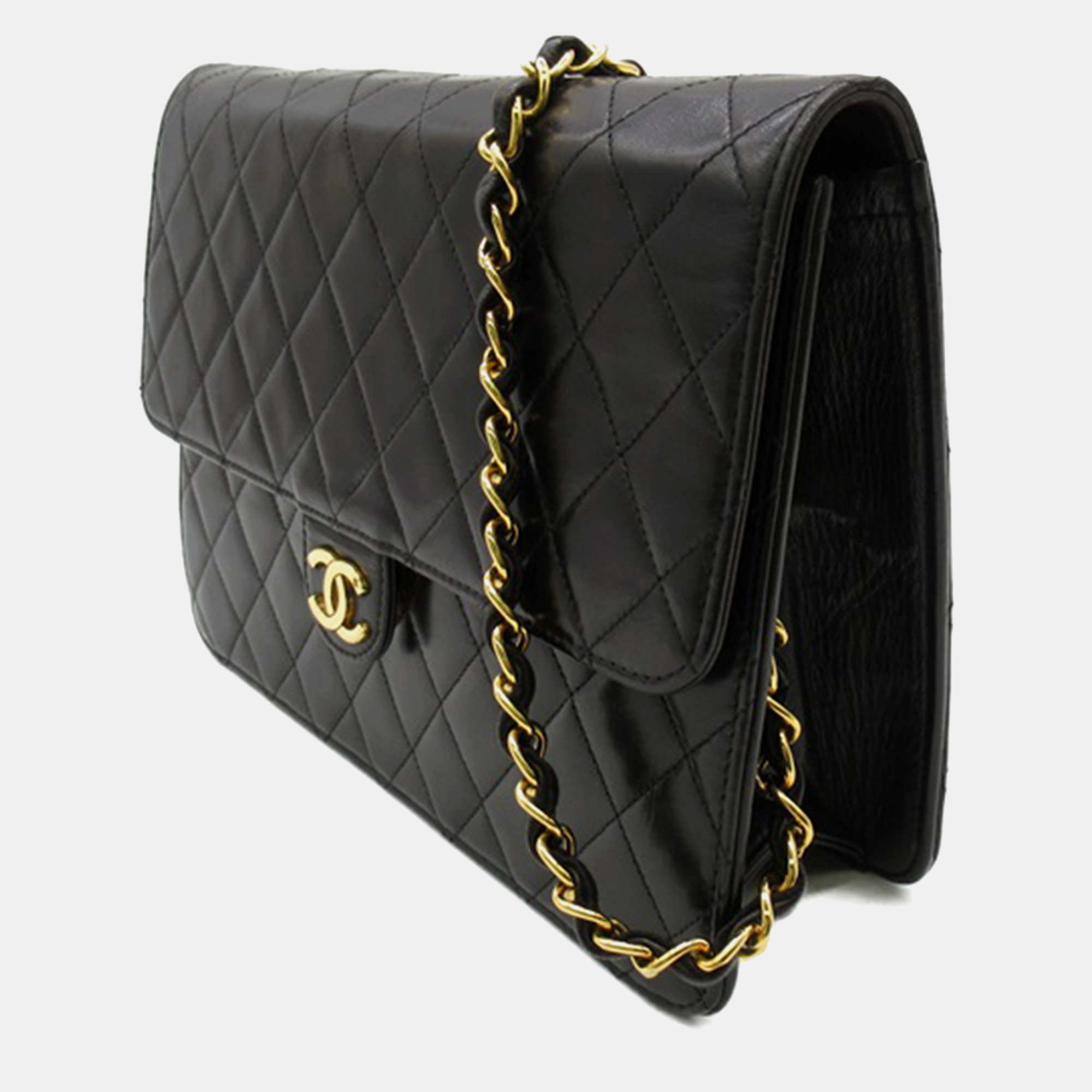 

Chanel Black Leather Quilted CC Flap Crossbody Bag