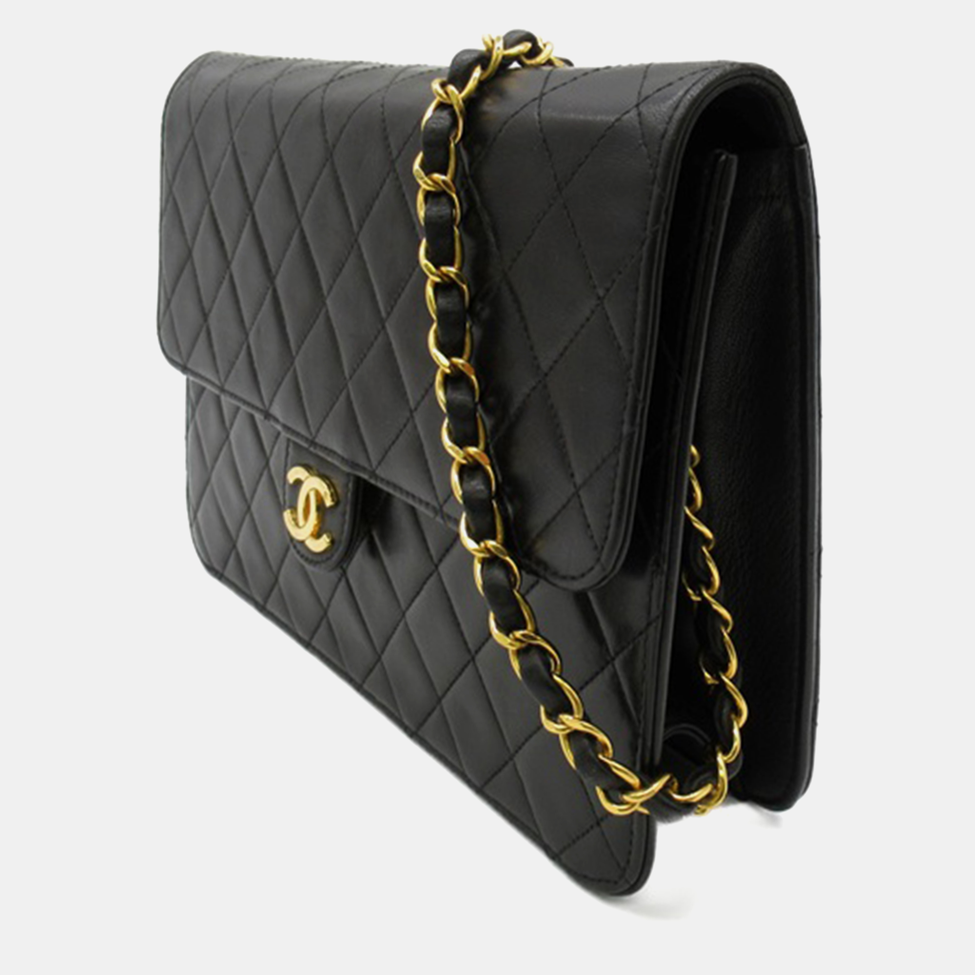 

Chanel Black Leather Quilted CC Square Flap Bag