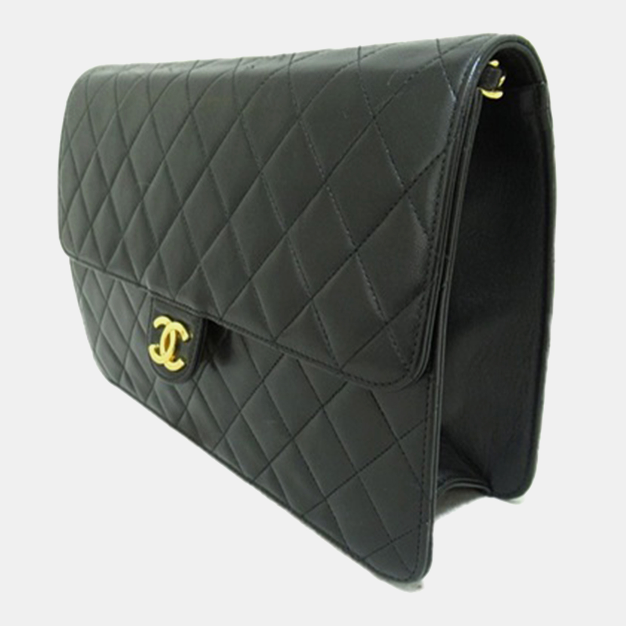 

Chanel Black Leather Quilted CC Flap Crossbody Bag