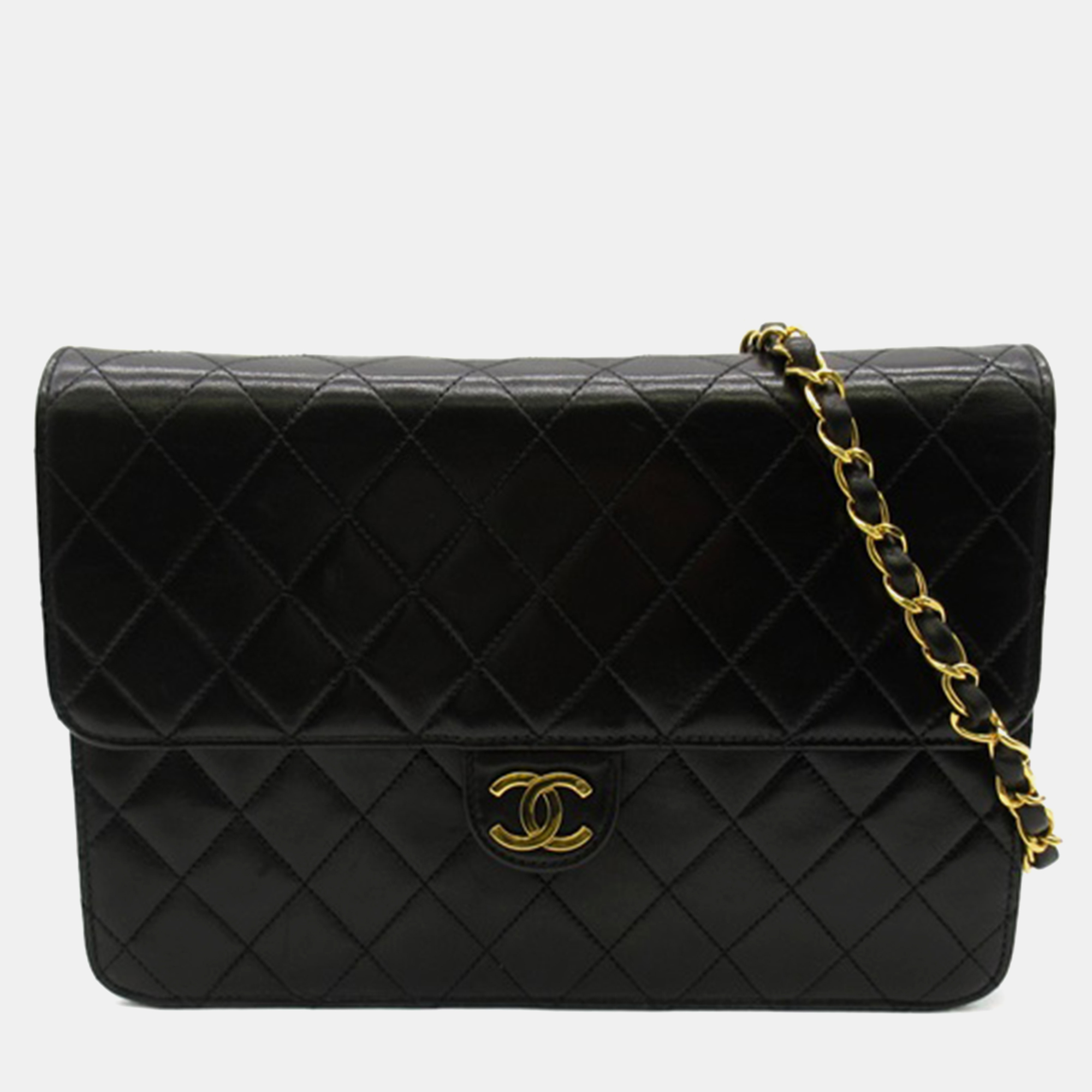 

Chanel Black Leather Quilted CC Square Flap Bag