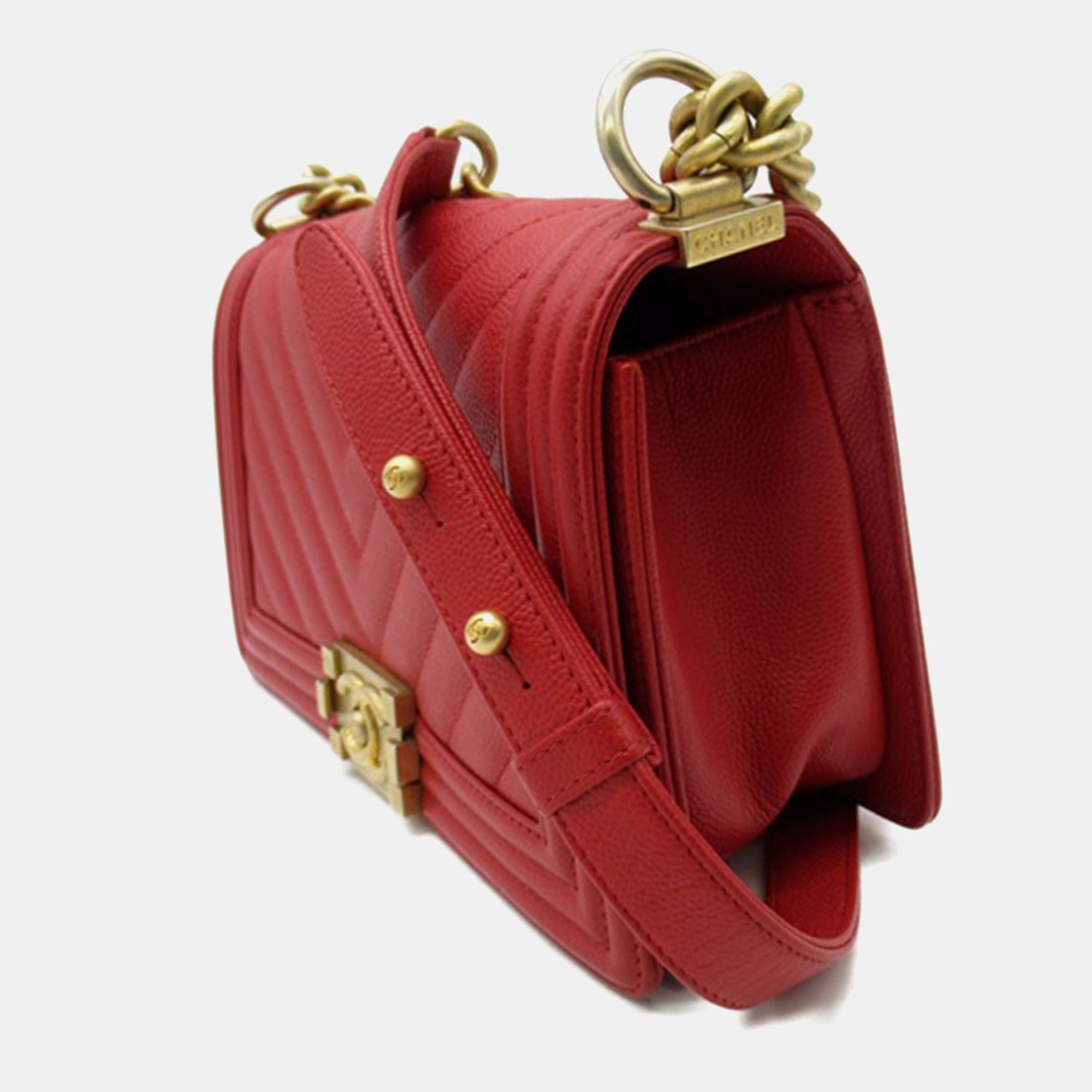 

Chanel Caviar Leather  Boy Shoulder Bags, Red