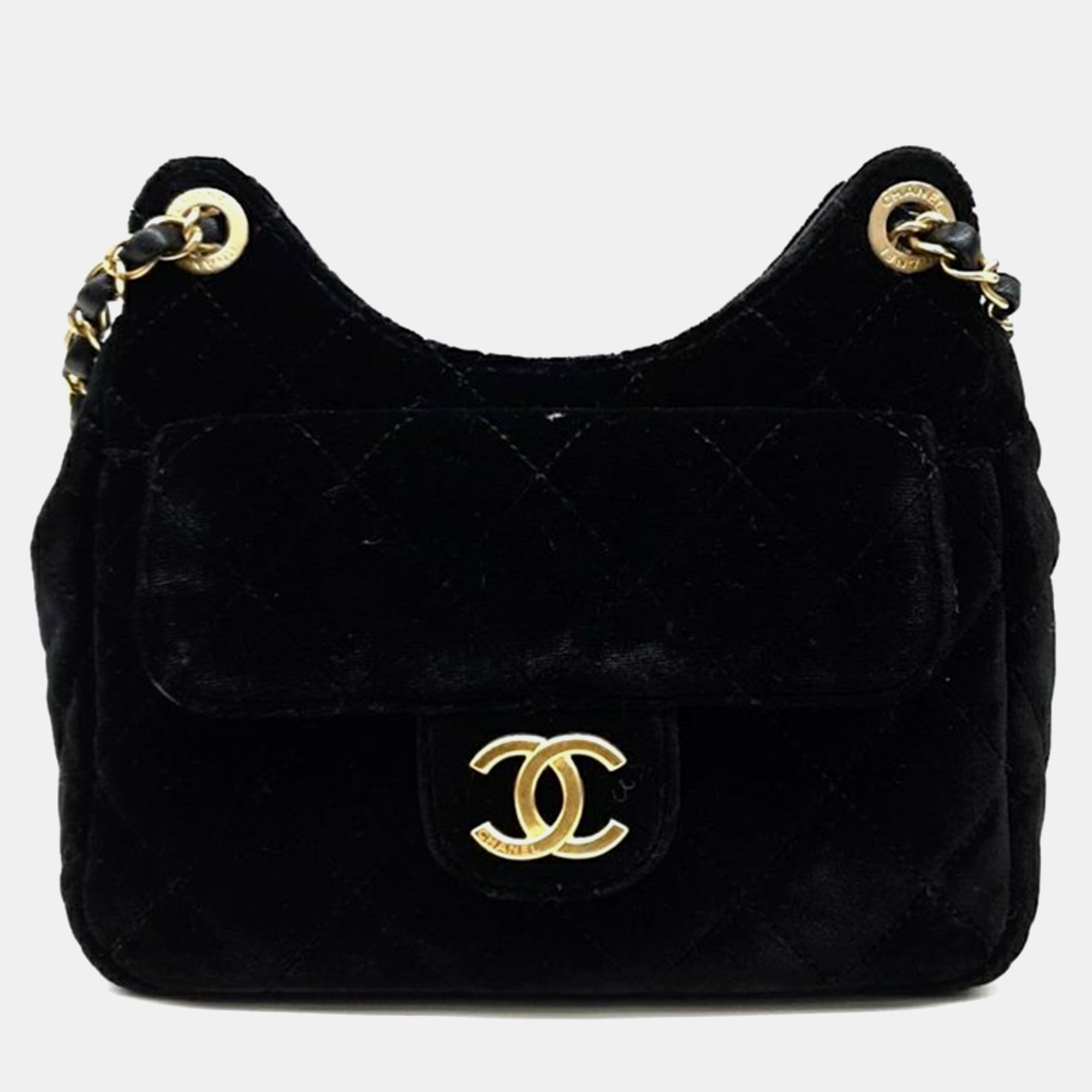 Click to view more detailed imagery on our partner's website Pre-owned Chanel Velvet Hobo Bag Small As4323 In Black