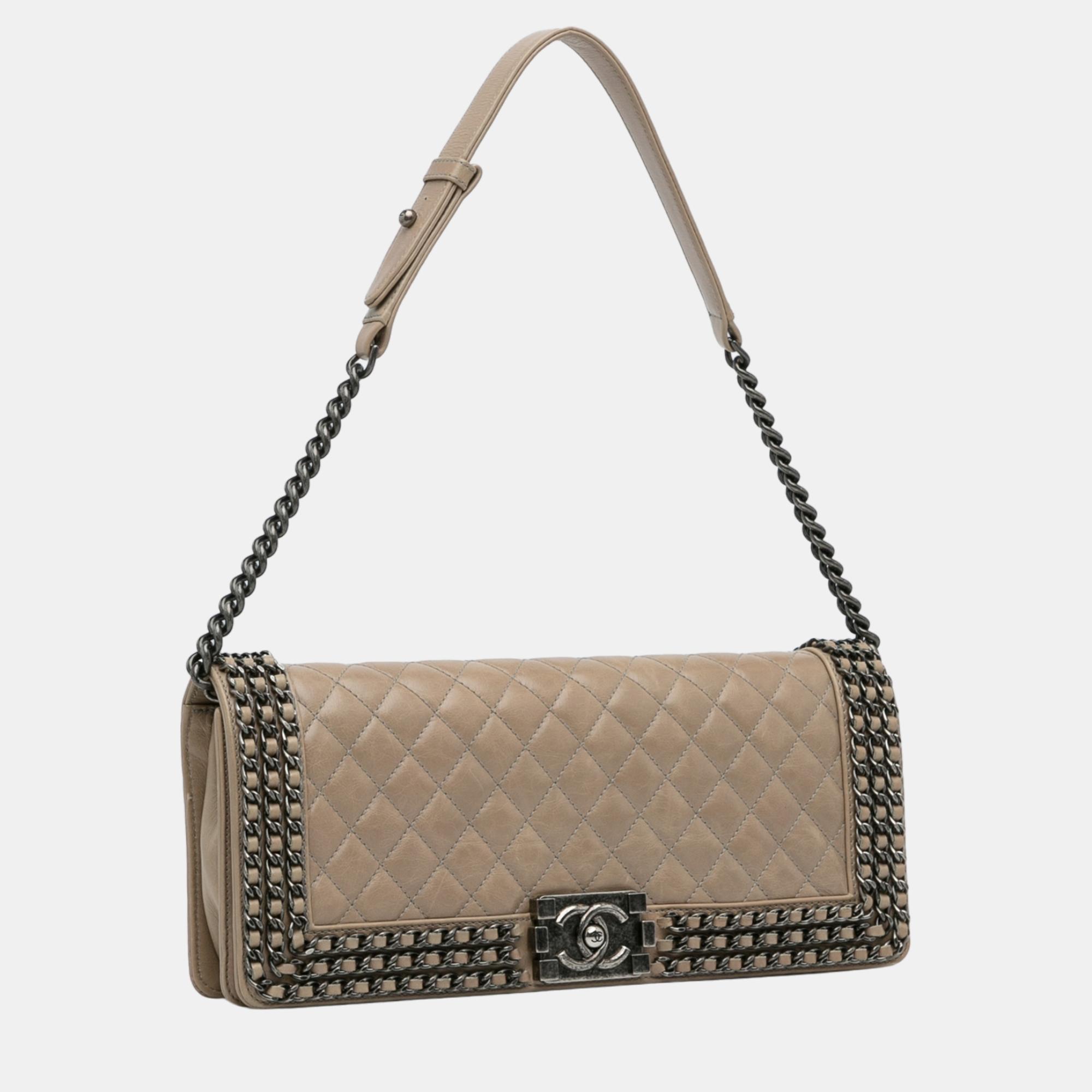 

Chanel Beige Classic Long Boy Flap Bag