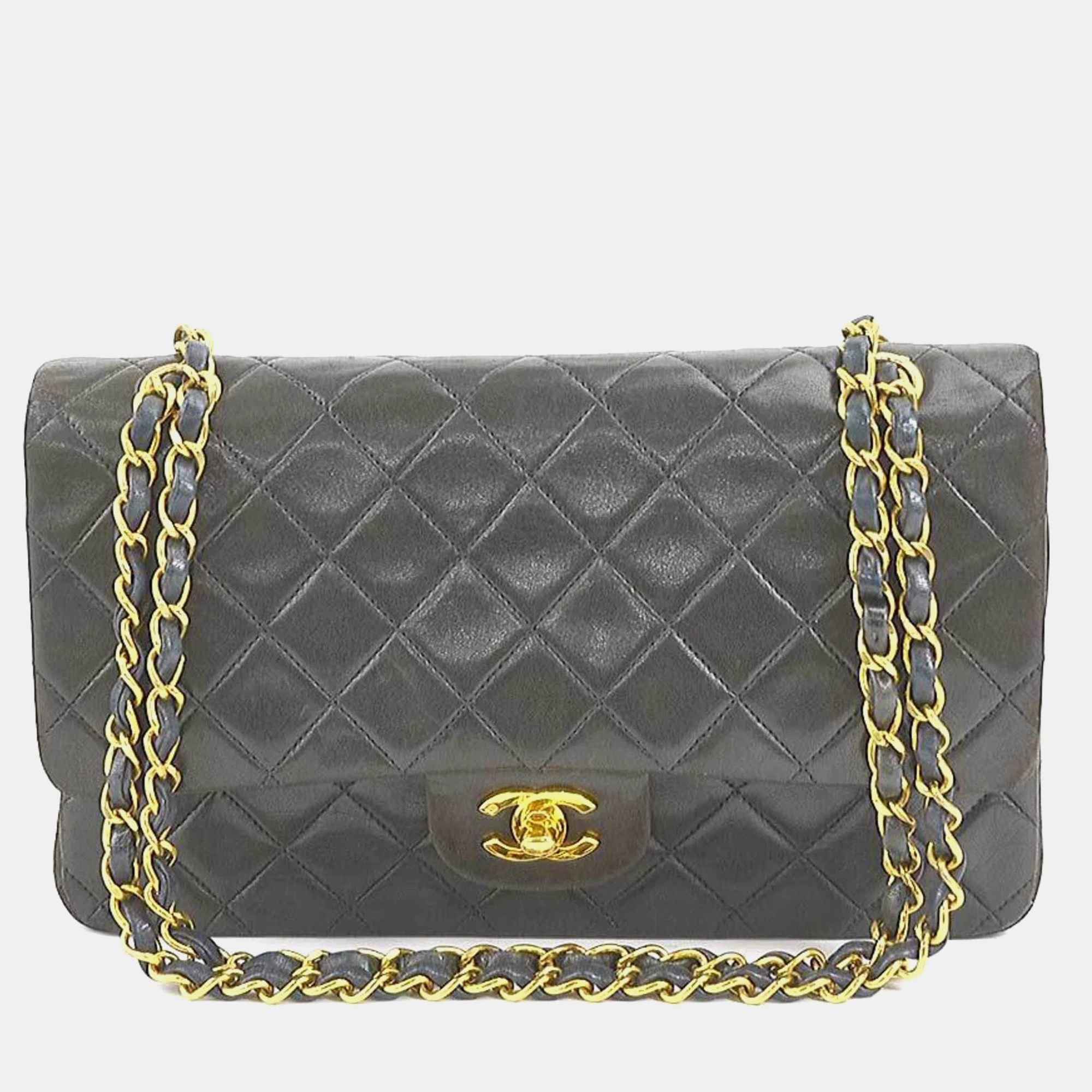 

Chanel Lambskin Leather  Classic Double Flap Shoulder Bags, Black