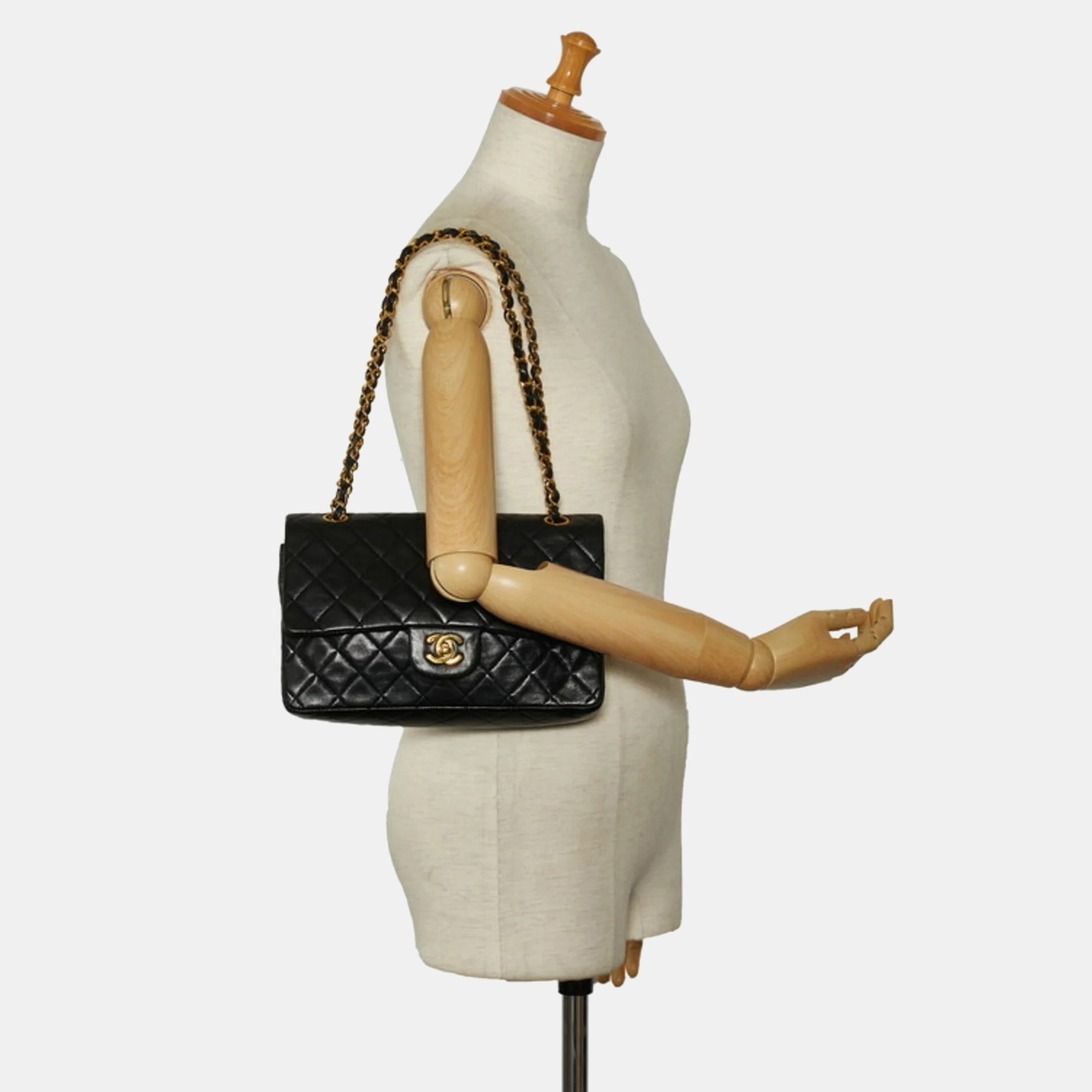 

Chanel Lambskin Leather  Classic Double Flap Shoulder Bags, Black