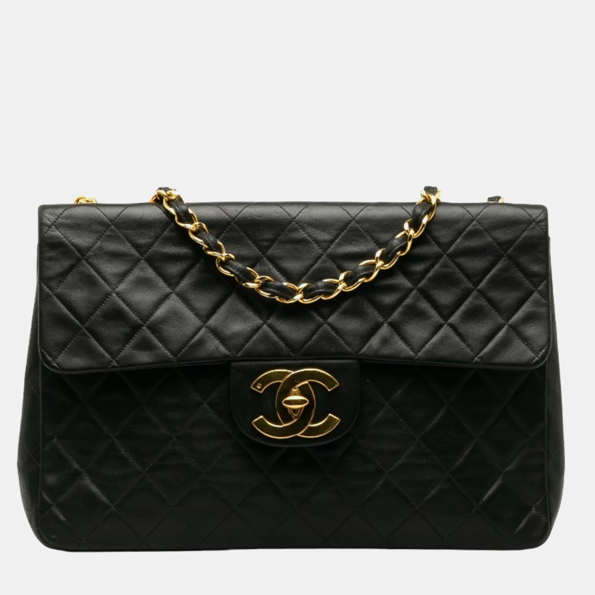 

Chanel Black Classic Jumbo XL Maxi Single Flap Bag