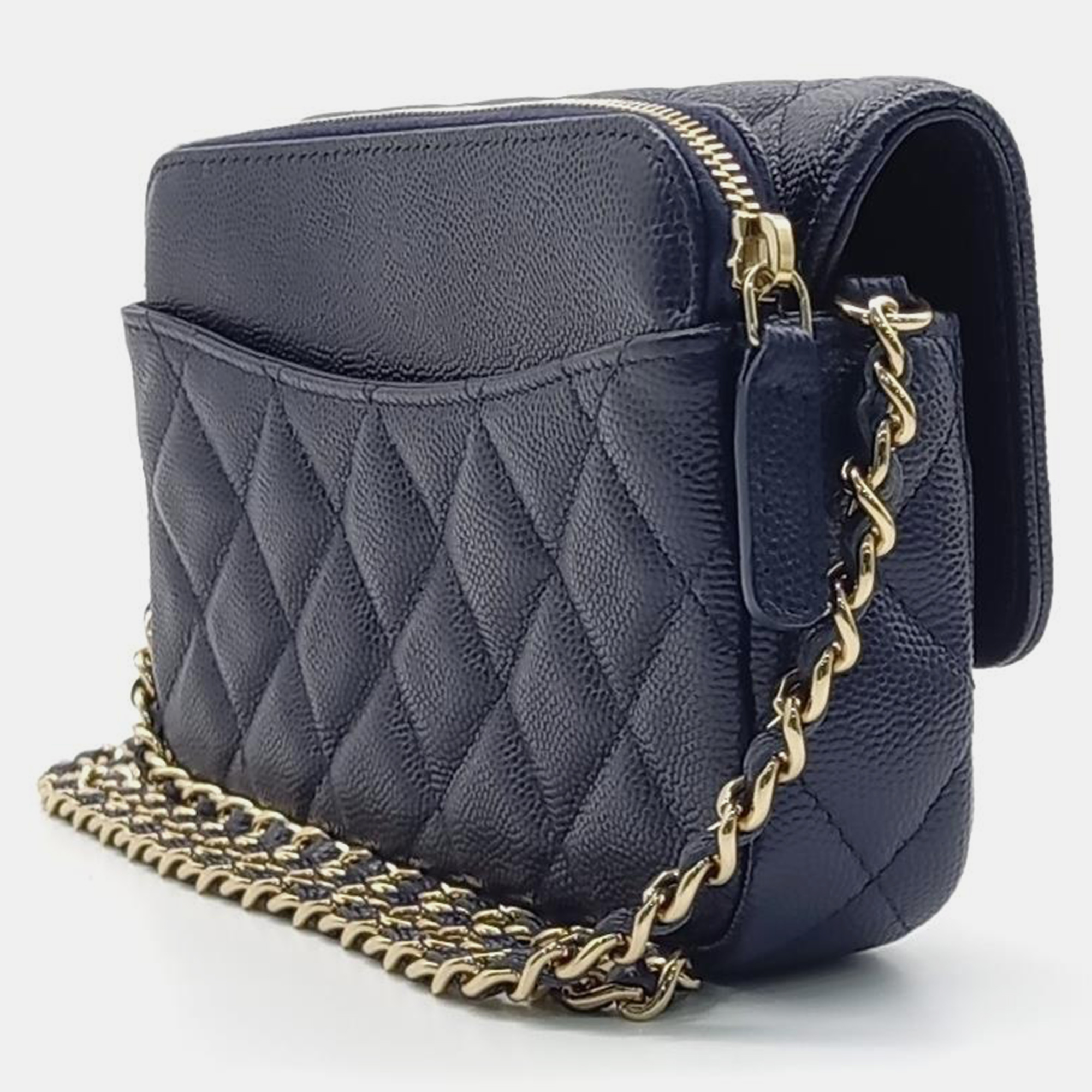 

Chanel Caviar Phone Holder Crossbody Bag, Black