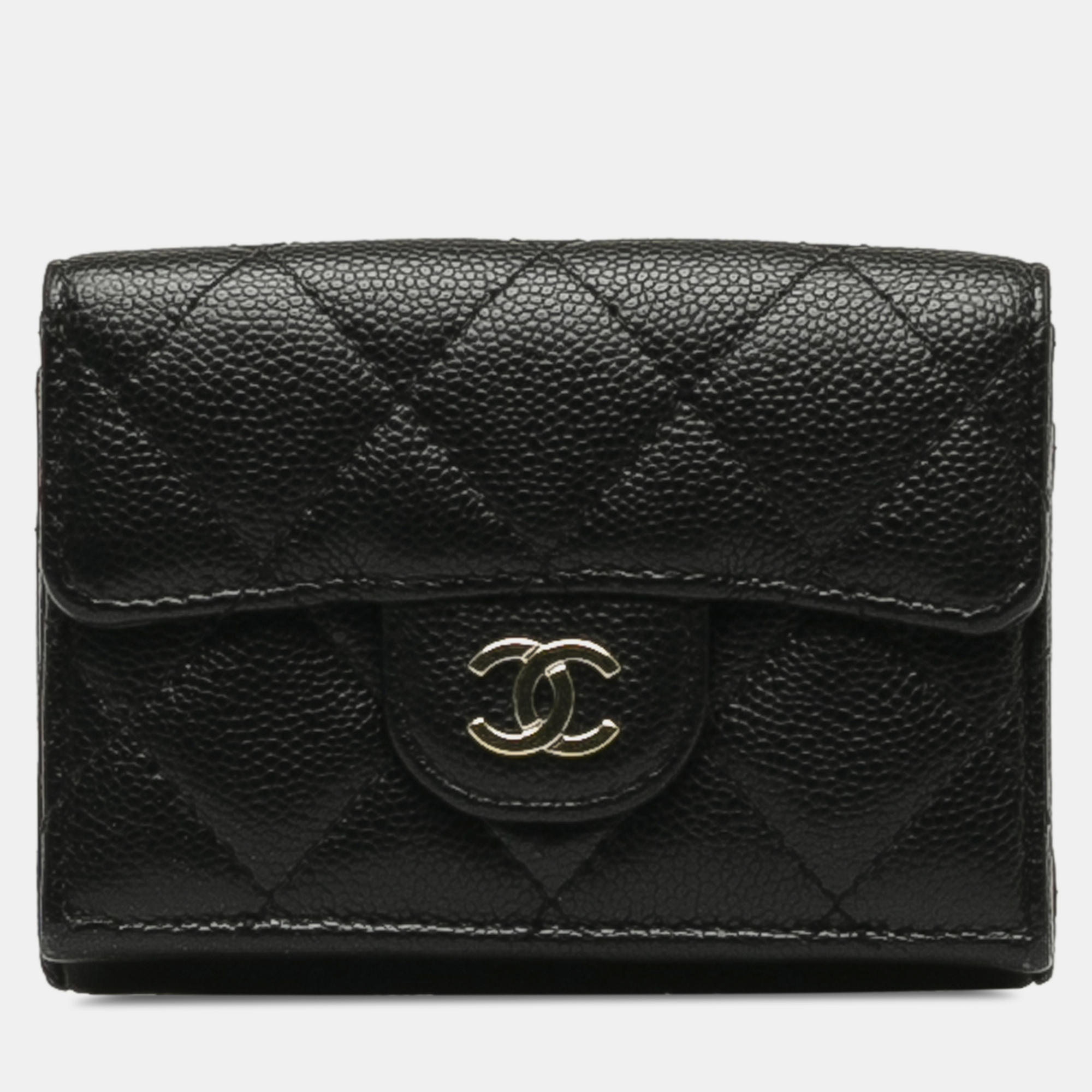 

Chanel CC Caviar Trifold Wallet, Black