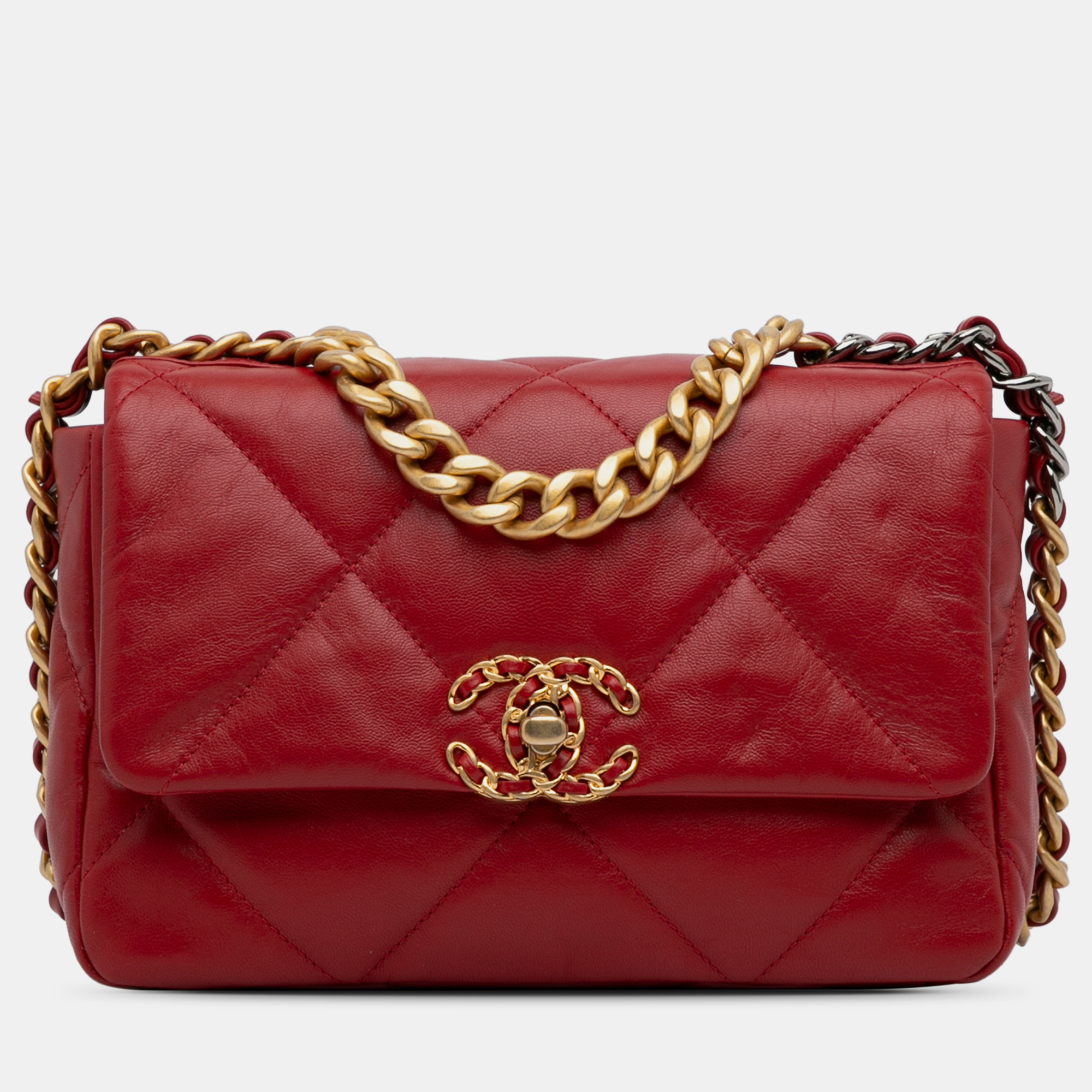 

Chanel Medium Lambskin 19 Flap Bag, Red