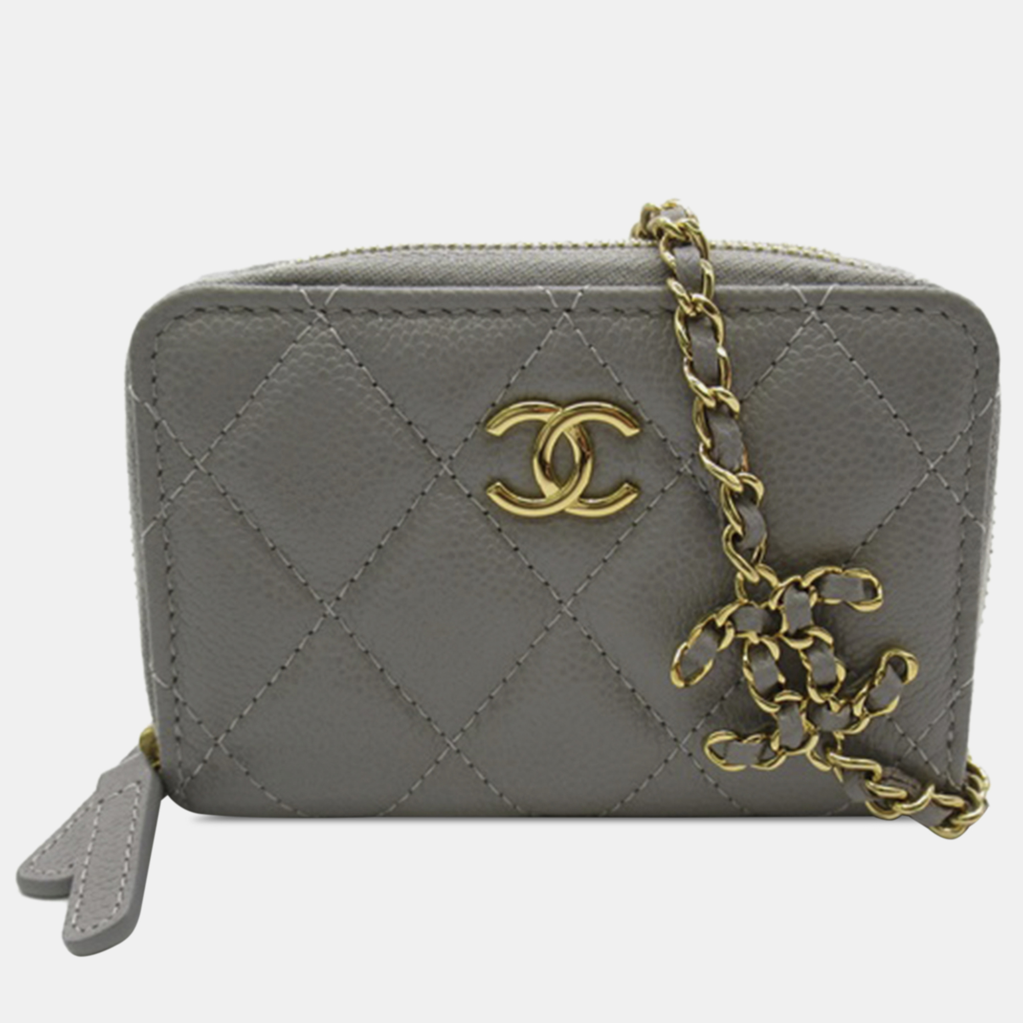 

Chanel Quilted Caviar Leather Coin Purse, Grey