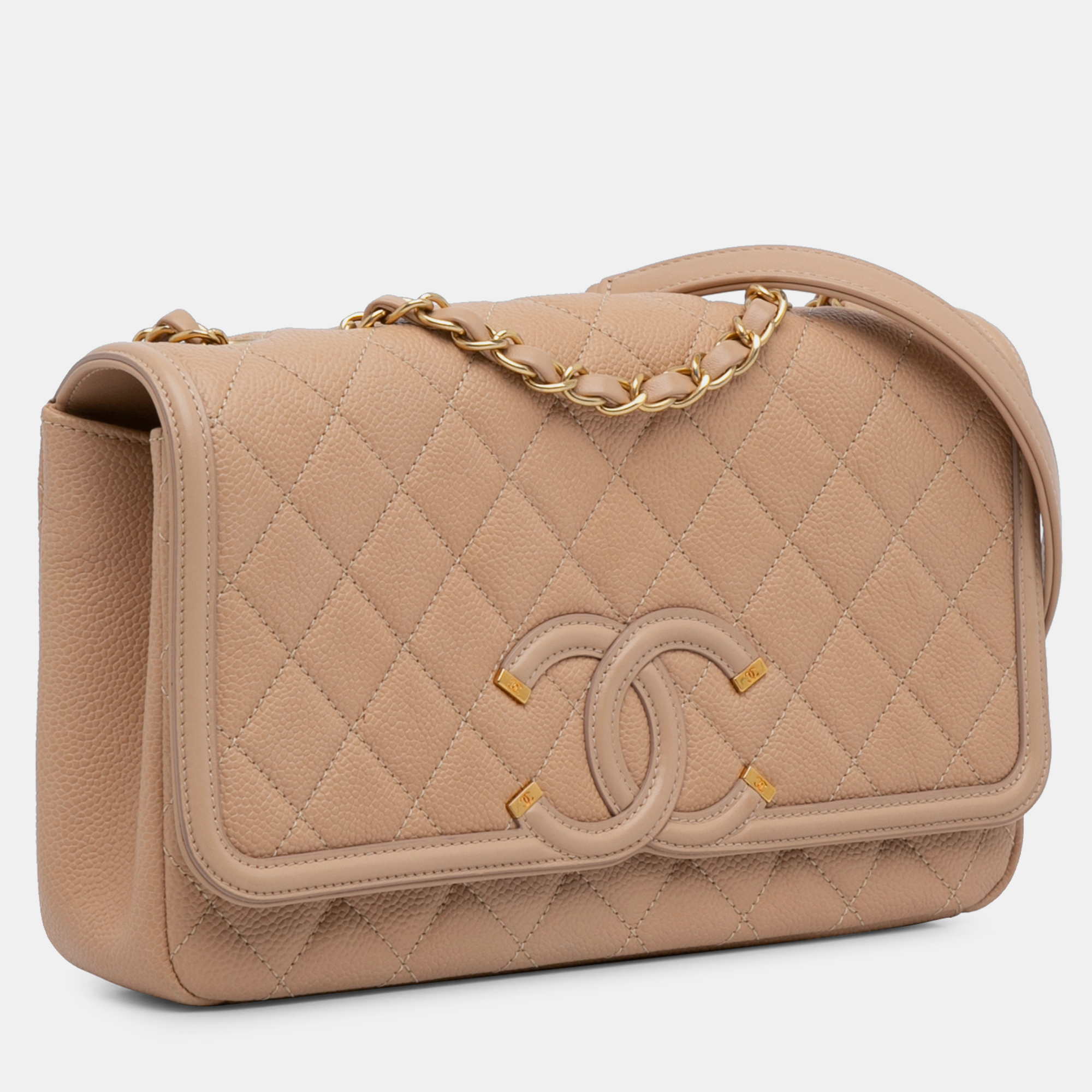 

Chanel Medium Caviar CC Filigree Flap Bag, Pink