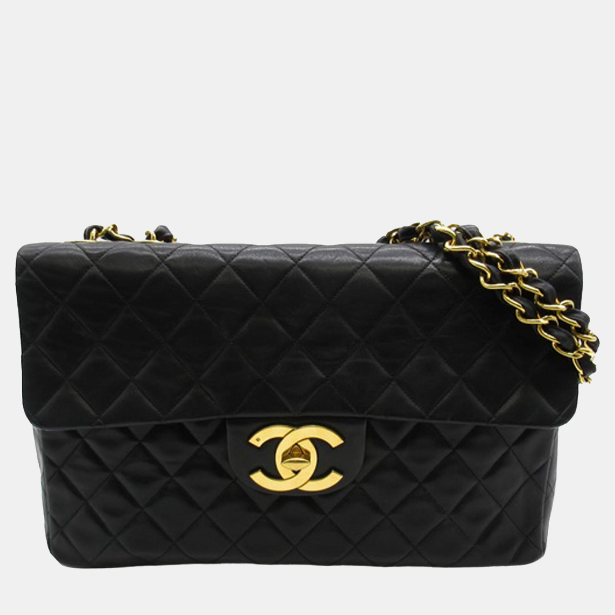 

Chanel Black Jumbo  Classic Lambskin Maxi Single Flap