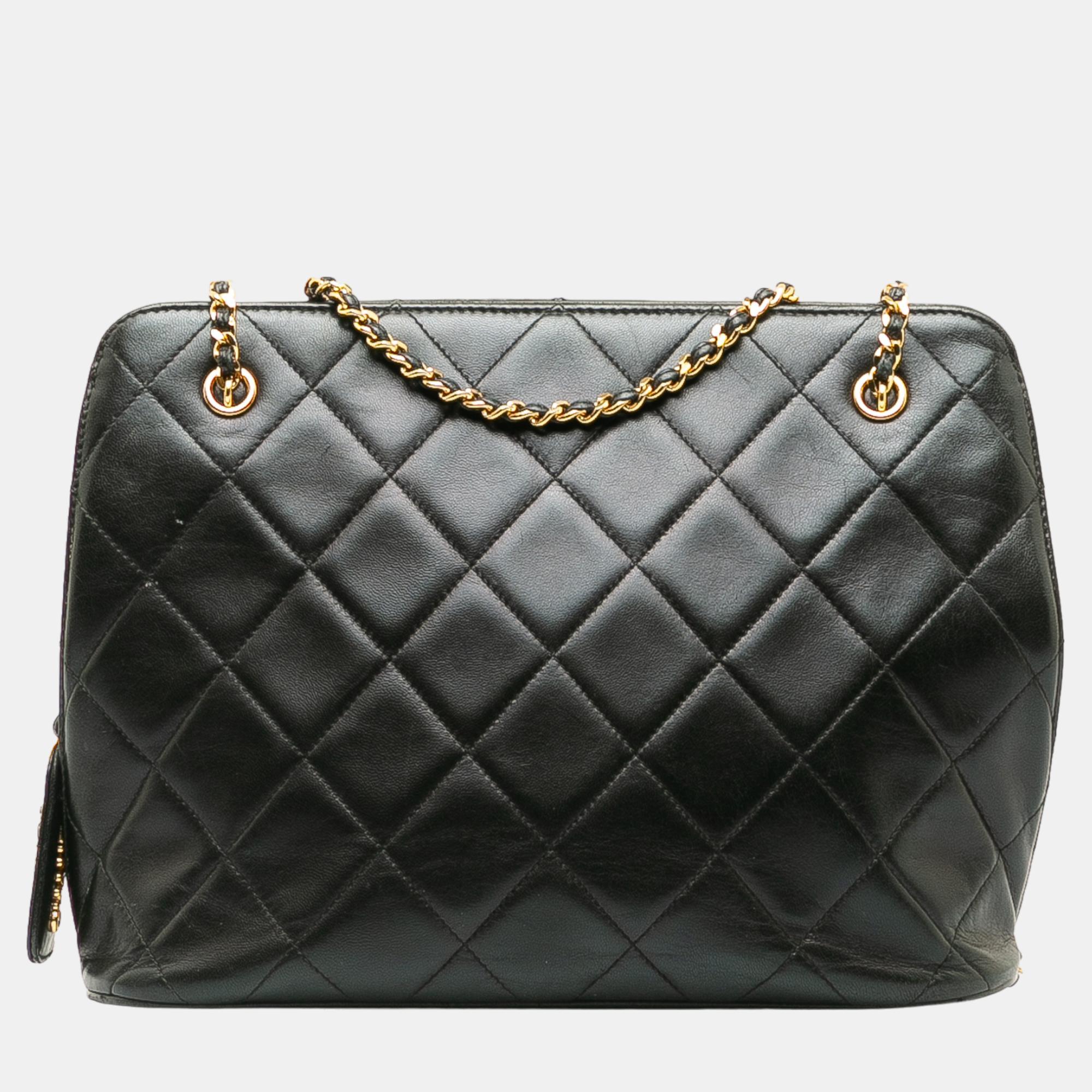 

Chanel Black Matelasse Lambskin Leather Shoulder Bag